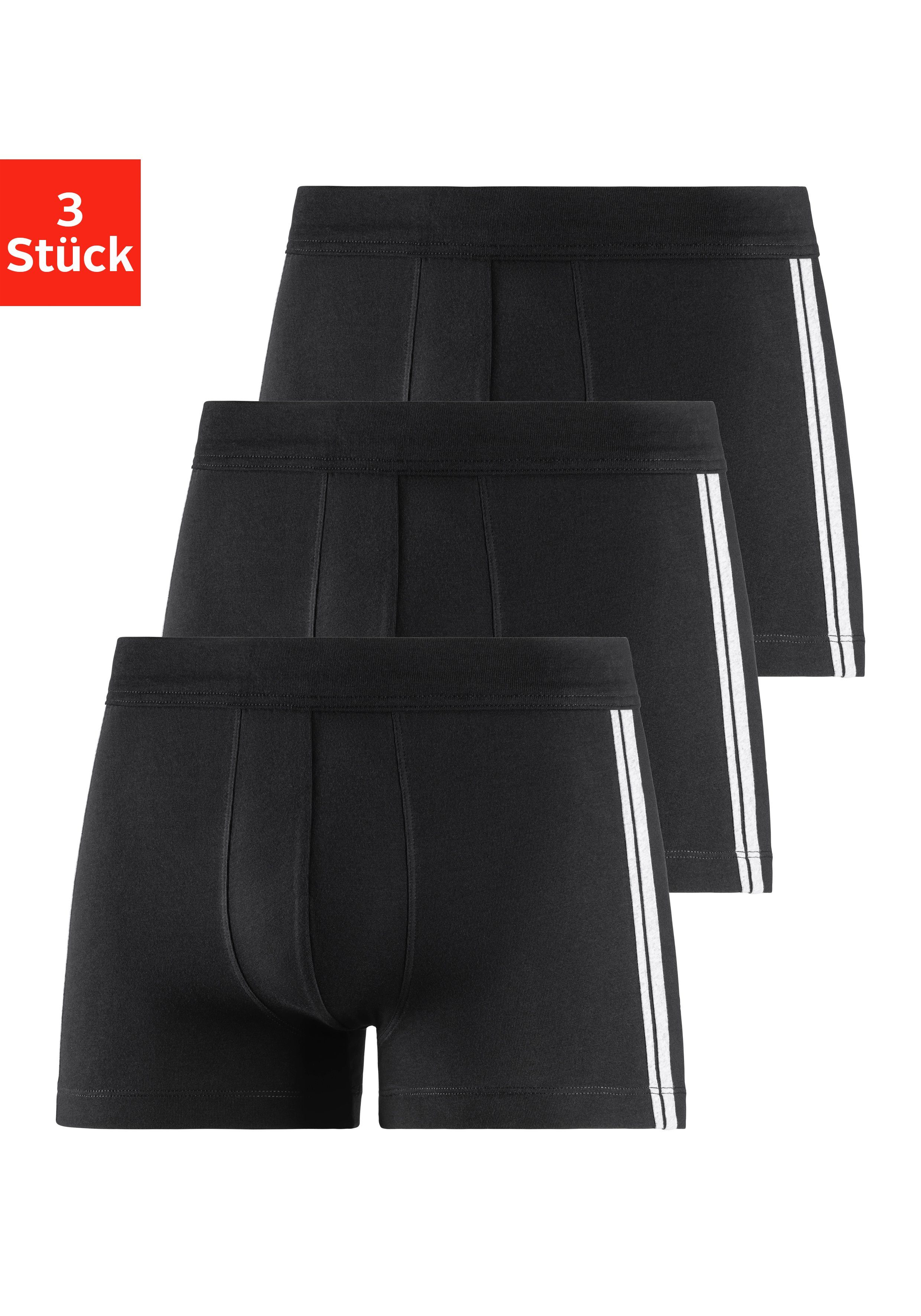 schwarz, Schiesser Boxer (3er-Pack) Streifen schwarz mit schwarz, kontrastreichen