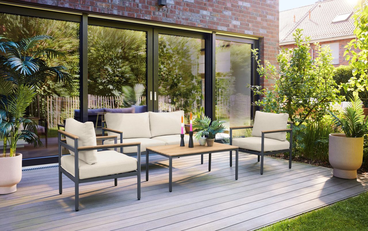 Primaster Gartenlounge-Set Primaster Gartenmöbel-Set Positano Holz/Aluminium, Witterungsbeständig