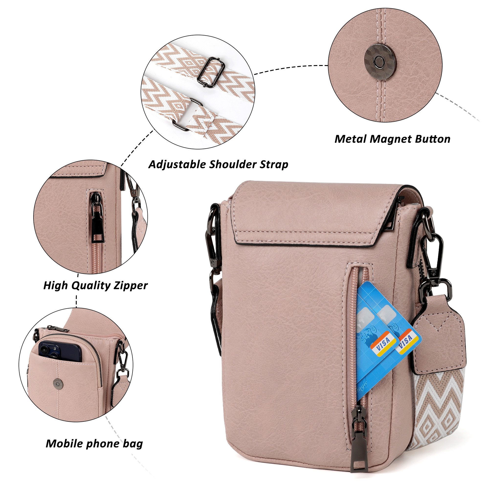 TAN.TOMI Umhängetasche Damen Handy Crossbody Bag Handytasche zum Umhängen Damen Klein, Ciryrucksack damen, für Pendeln Reise Campus Sport Rucksäcke