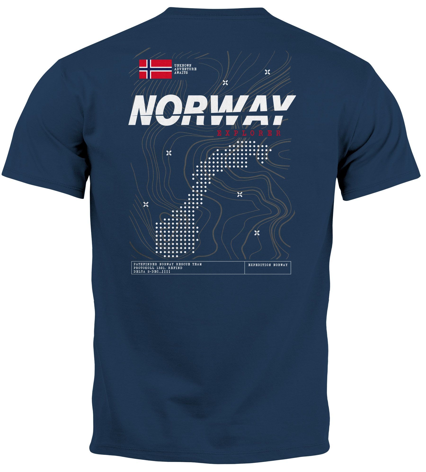 Neverless Print-Shirt Herren T-Shirt Backprint Norwegen günstig online kaufen