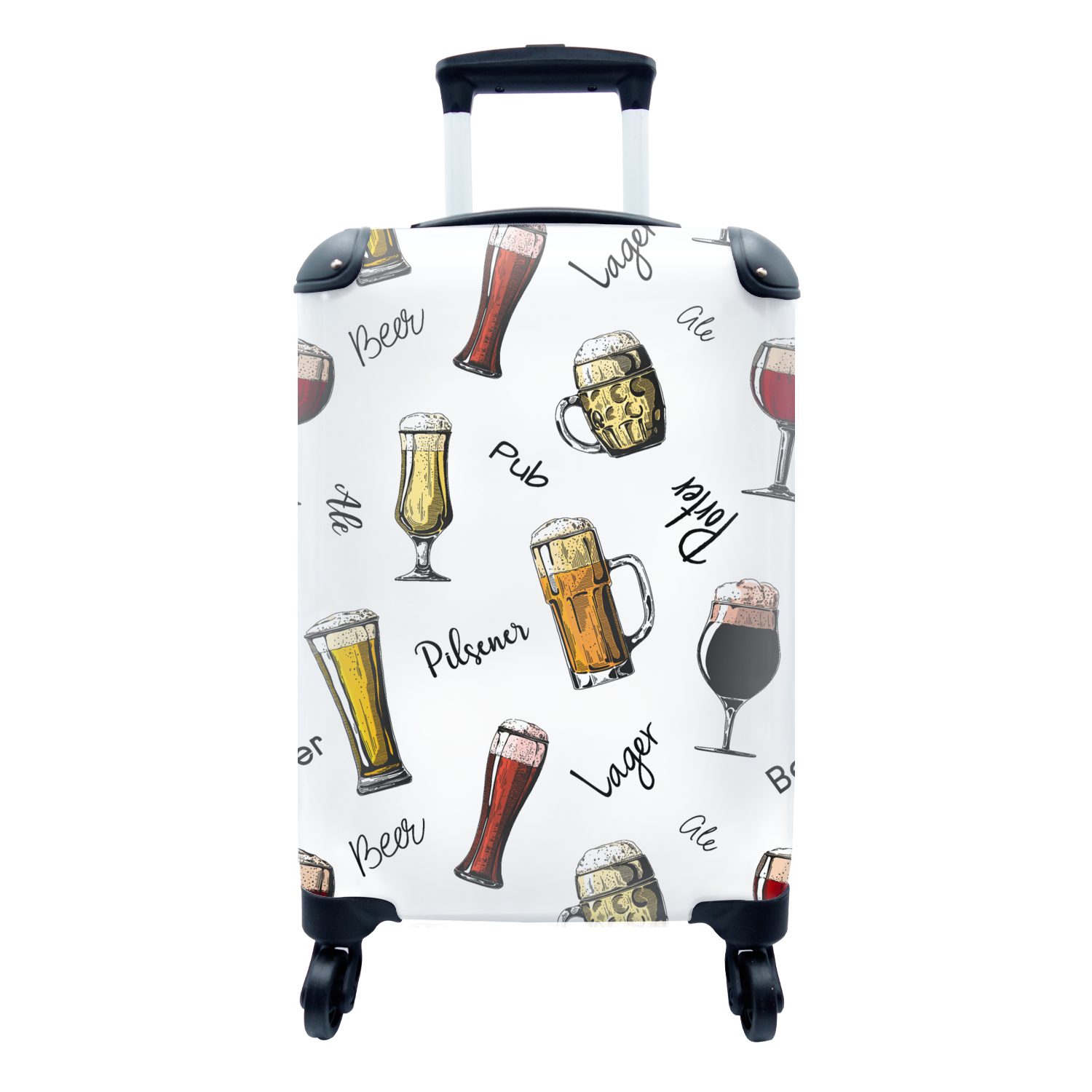 MuchoWow Handgepäckkoffer Bier - Gläser - Muster, 4 Rollen, Reisetasche mit  rollen, Handgepäck für Ferien, Trolley, Reisekoffer