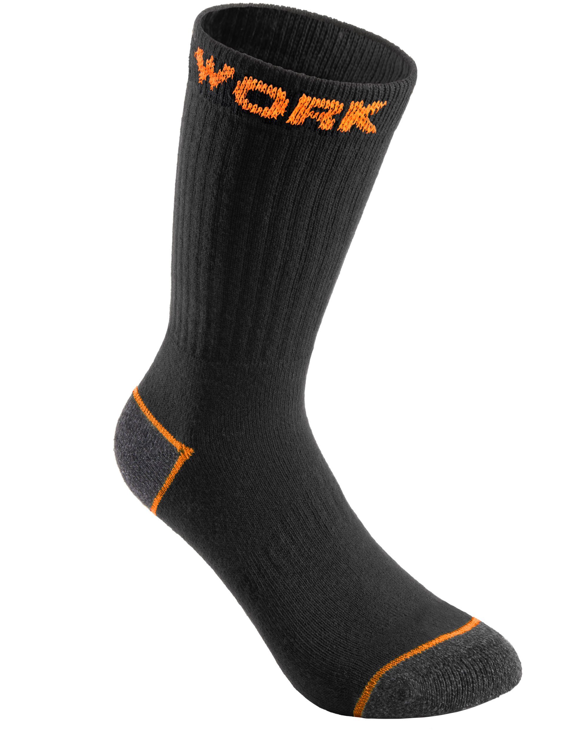 Sicherheitsschuhe Funktionssocken der und Schwarz Work Fersen Herren optimalen Socks Arbeitssocken Zehenbereich, Robuste Baumwolle) Work für (Verstärkter - auf Socken für BRUBAKER aus Arbeit Orange 10-Paar, Arbeitssocken Halt