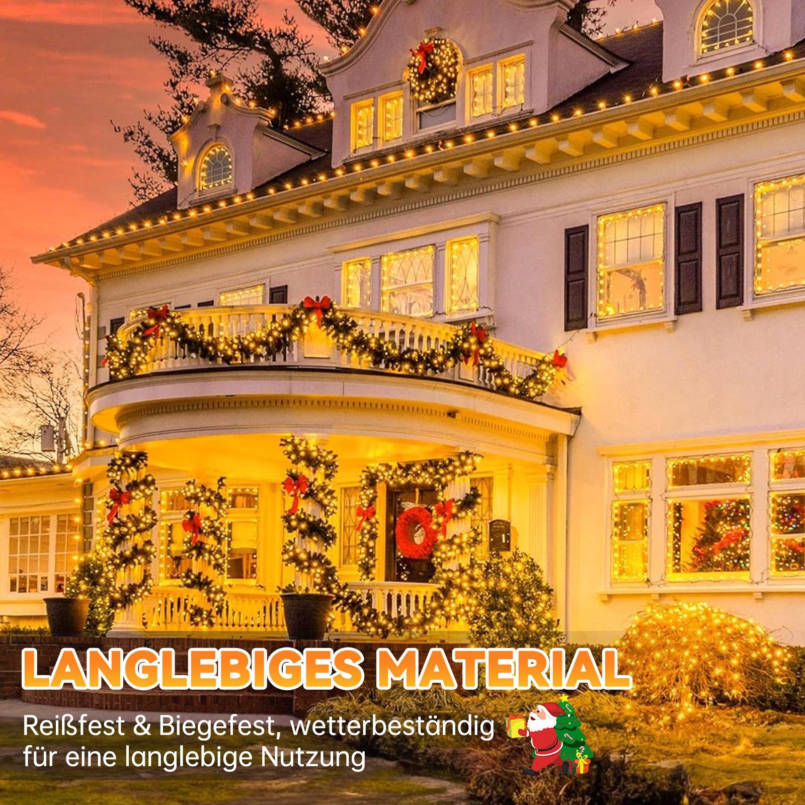 Quntis LED-Lichterkette 3/6m LED Lichterkette Weihnachtsdeko mit 600/800 warmweißen LEDs, 8 Modi, Timer, ideale Weihnachtsdeko für Garten/Weihnachtsbaum