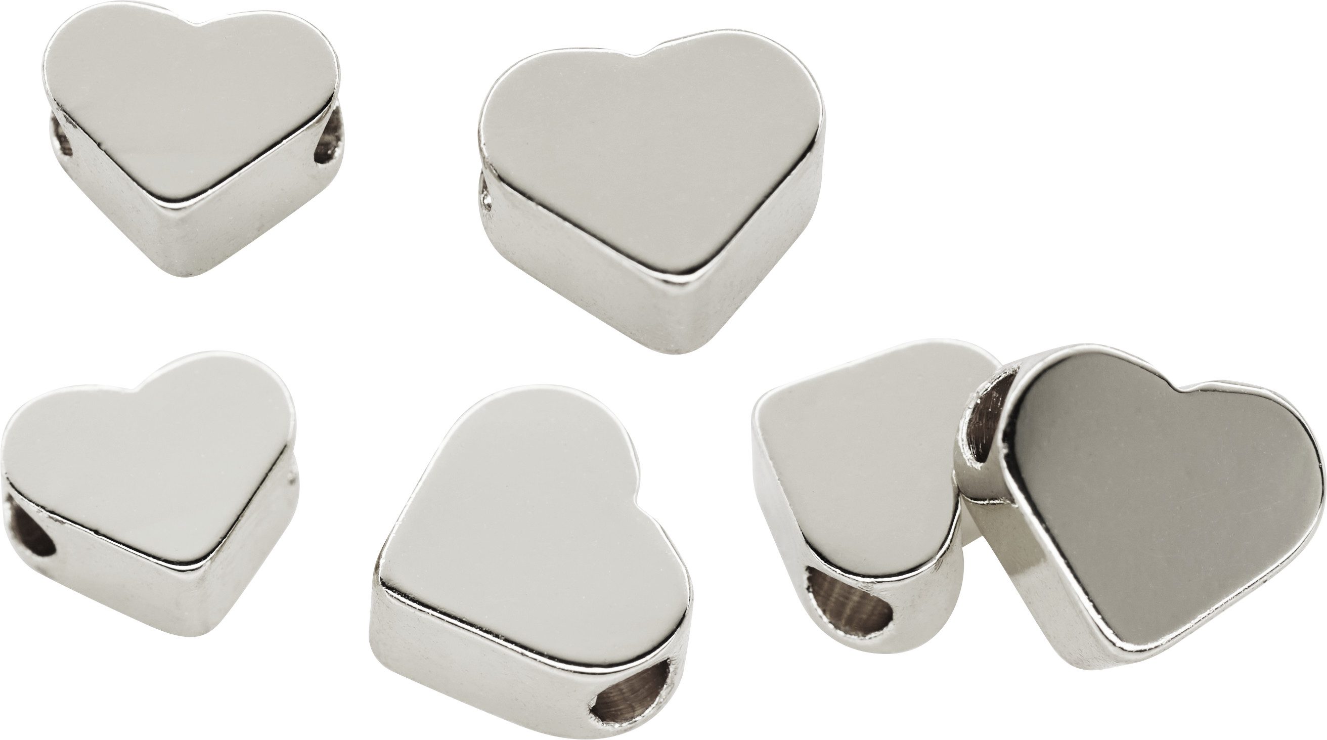 Rayher Bastelperlen Metall Perlen Herzen, 6 Stück, (6-tlg)