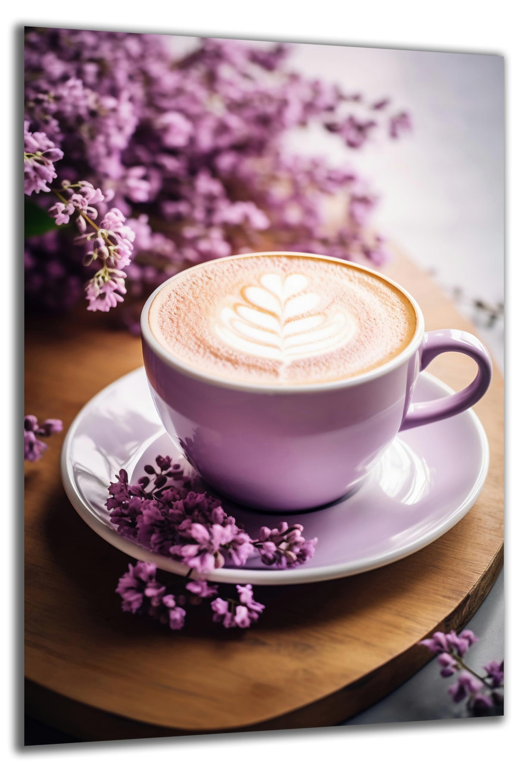 DARO Design Wandbild Kaffee Wandbilder Wand Deko Bilder Geschenk Modern Leinwandbild, (Kaffee-Tasse Rosa - Bild klein Küche Esszimmer Wohnzimmer Flur Einteilig Hochformat Fotodruck Kaffee), 30x20 cm