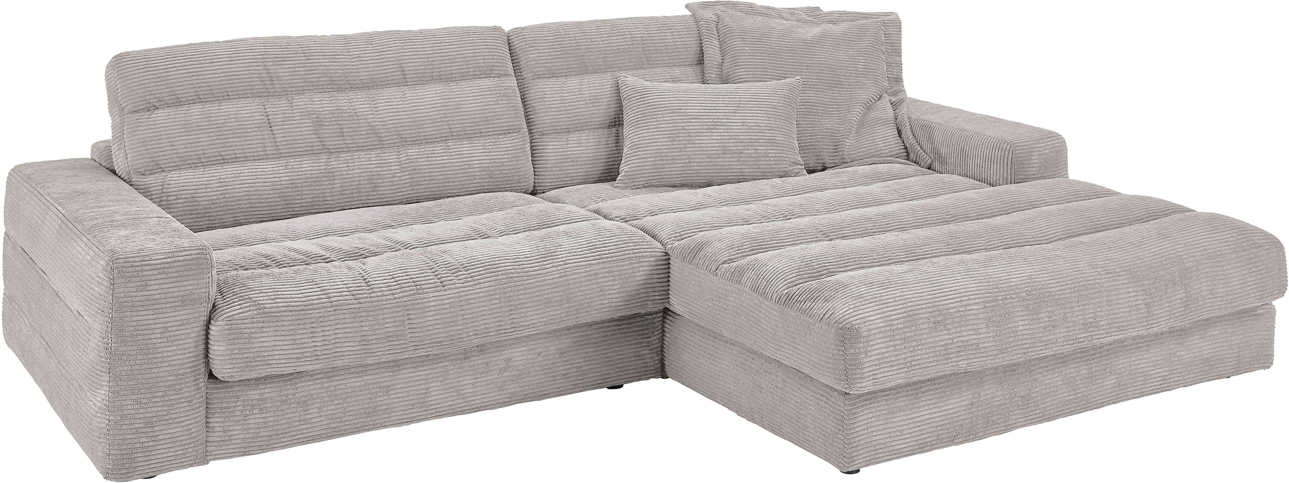 3C Candy Ecksofa Stripes Mega-Sofa, bequem und komfortabel, L-Form, Lose Rückenkissen, mit feiner Quersteppung, Cord-Bezug