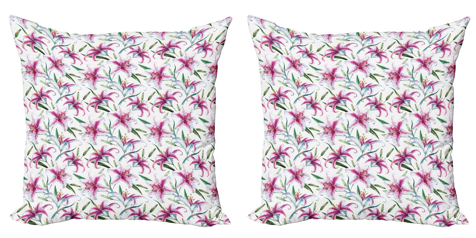 Kissenbezüge Modern Accent Doppelseitiger Digitaldruck, Abakuhaus (2 Stück), Natur Vivid Wilde Lily Flora