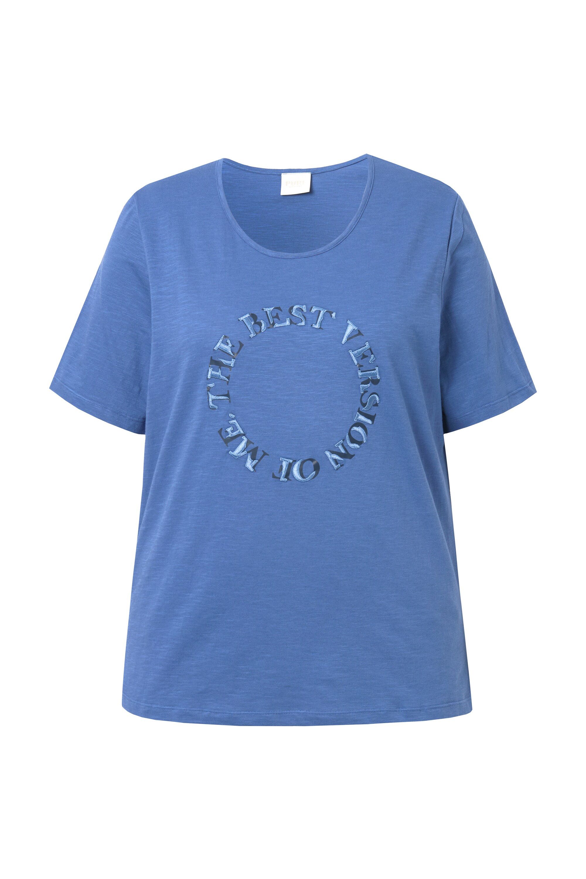 Ulla Popken T-Shirt T-Shirt Schriftdruck Rundhals Halbarm Biobaumwolle günstig online kaufen
