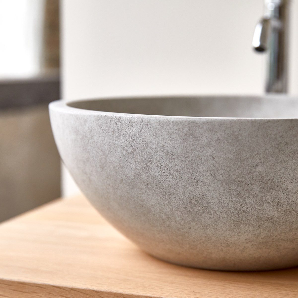 Tikamoon Waschbecken Rundes Waschbecken Gina aus grauem Beton