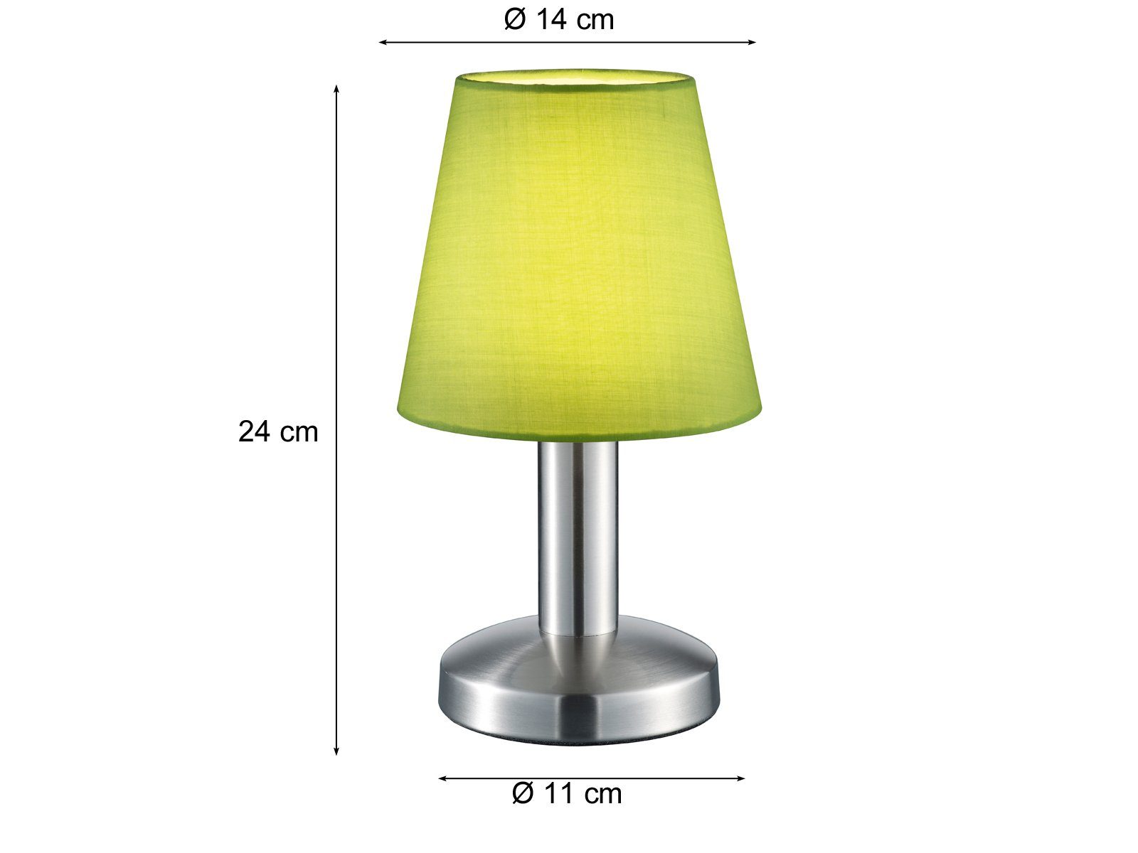 Silber Warmweiß, wechselbar, meineWunschleuchte dimmbar Grün Design Höhe / Vintage 24cm Touch LED Nachttisch-lampe LED matt Grün, klein-e Nachttischlampe, Dimmfunktion,