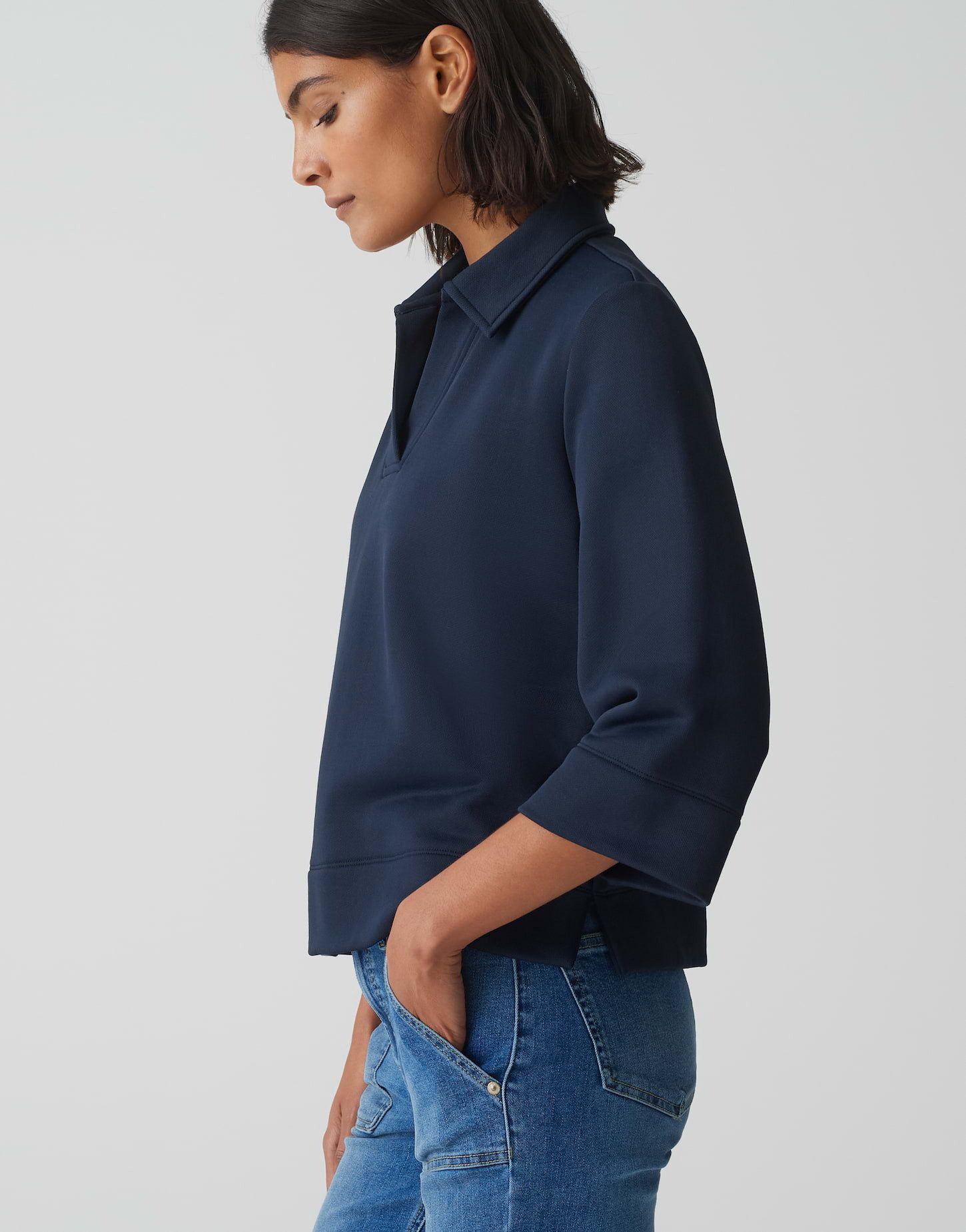 OPUS Sweatshirt Poloshirt GONUT Regular aus Baumwoll Mix