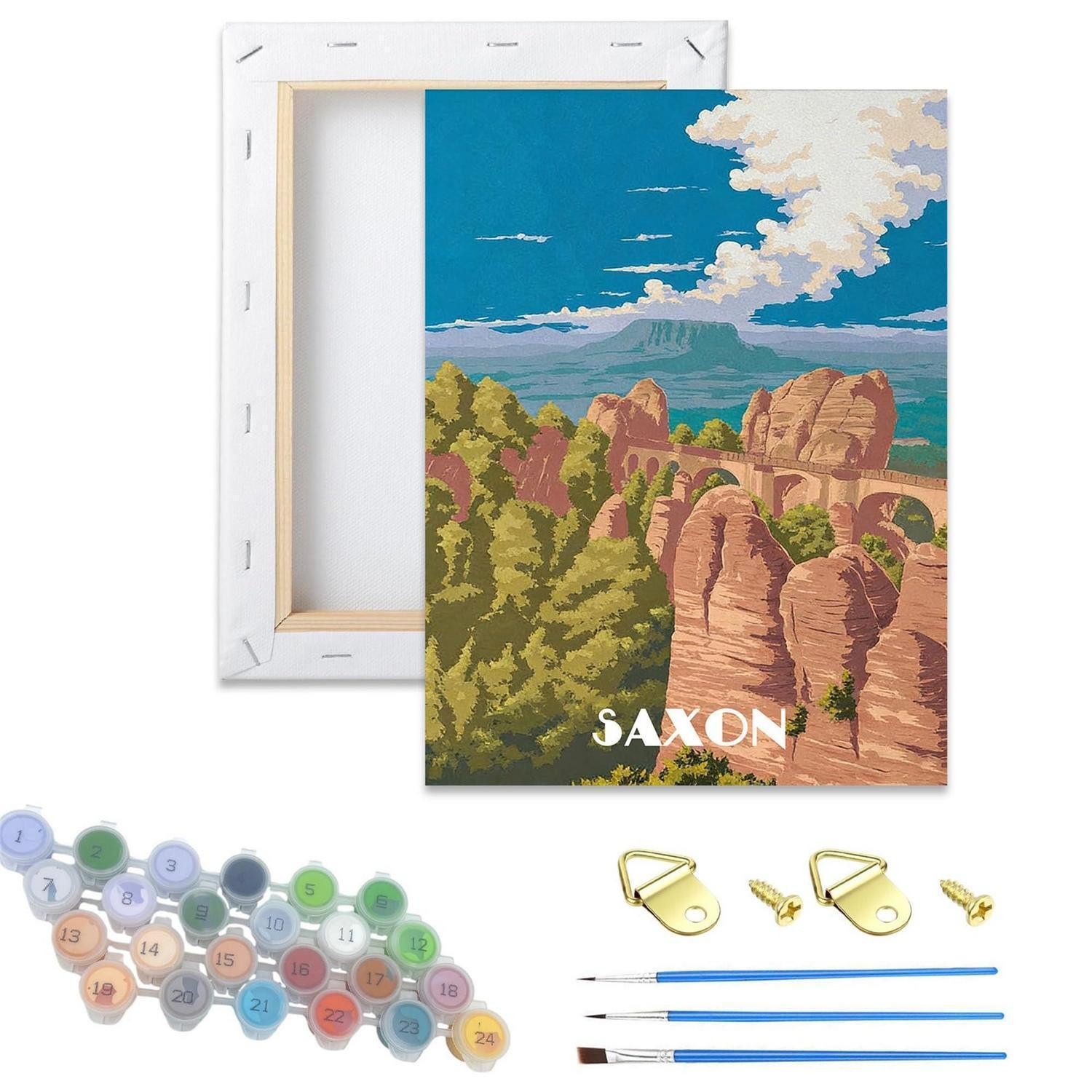LuxusKollektion Kreativset Malen nach Zahlen Architektur Set mit Rahmen