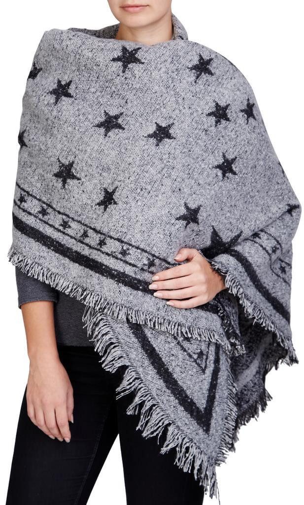 LOREZA Schal XXL Damen Sterne Deckenschal 230cm x 70cm Winterschal