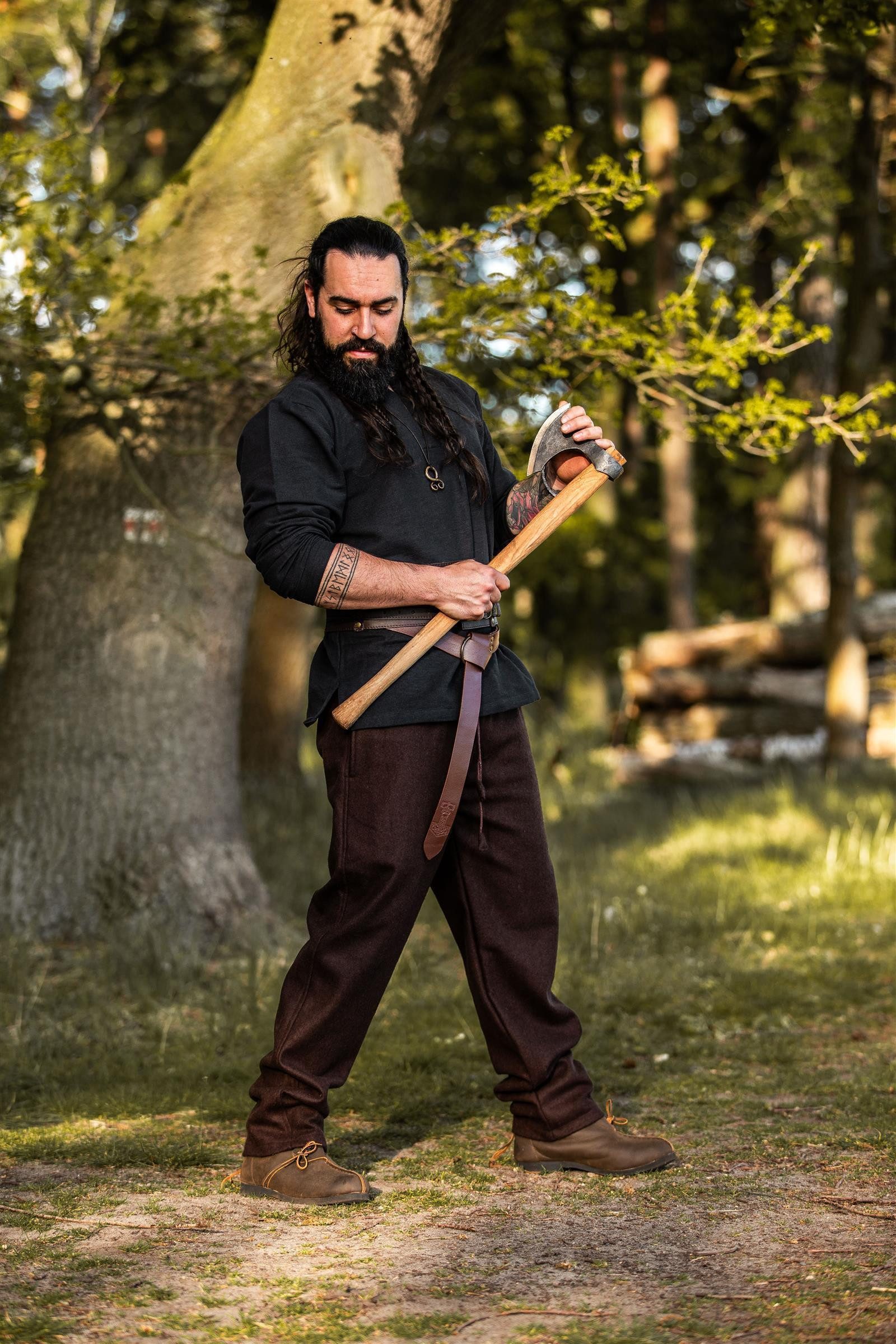Leonardo Carbone Wikinger-Kostüm Wollhose "Harald" mit Kordelzug, gerader Schnitt, robustes Wollmaterial