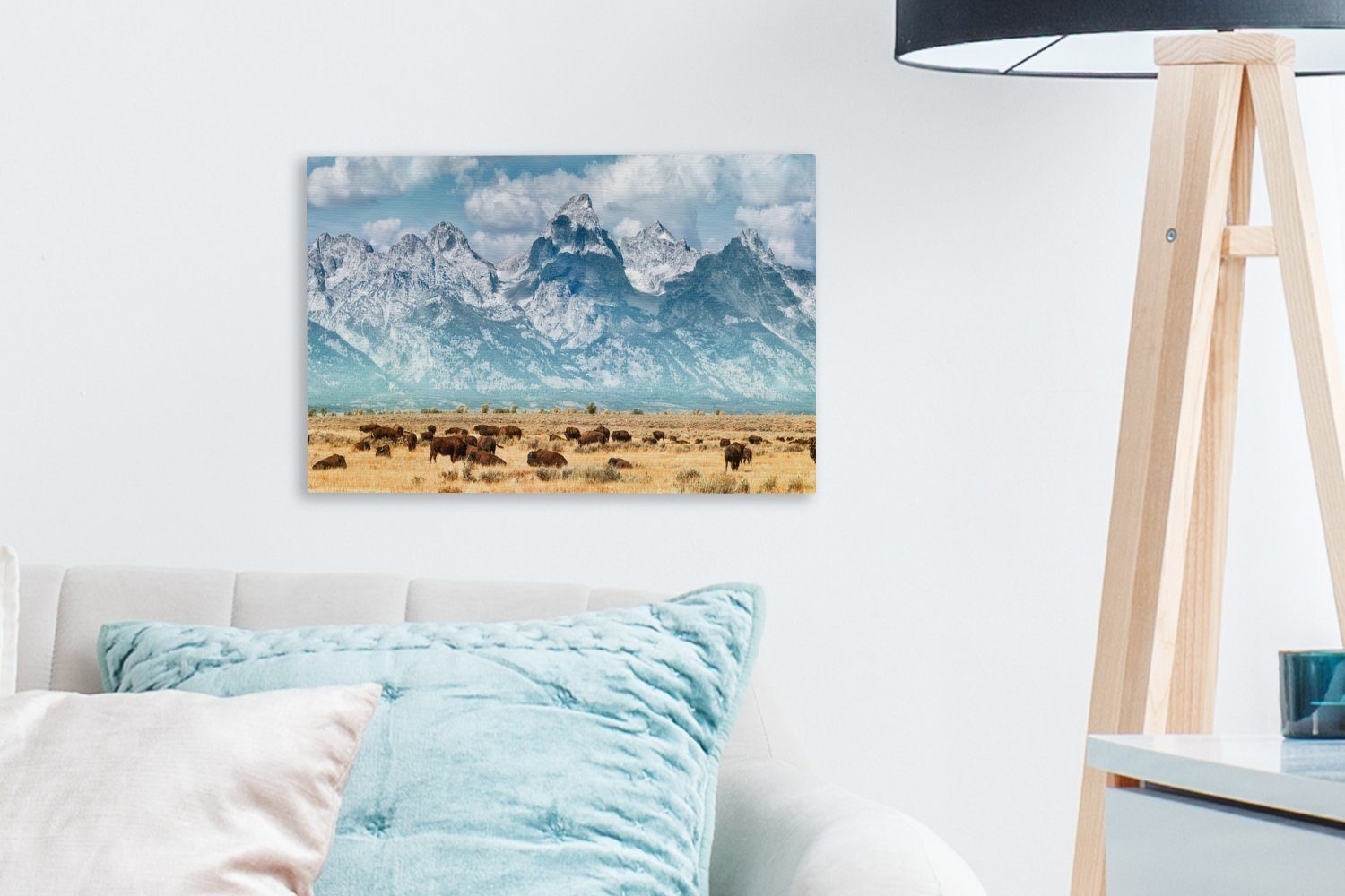 OneMillionCanvasses® Leinwandbild Grand Teton Berge Aufhängefertig, Wandbild St), Amerika, (1 Leinwandbilder, cm Wanddeko, 30x20