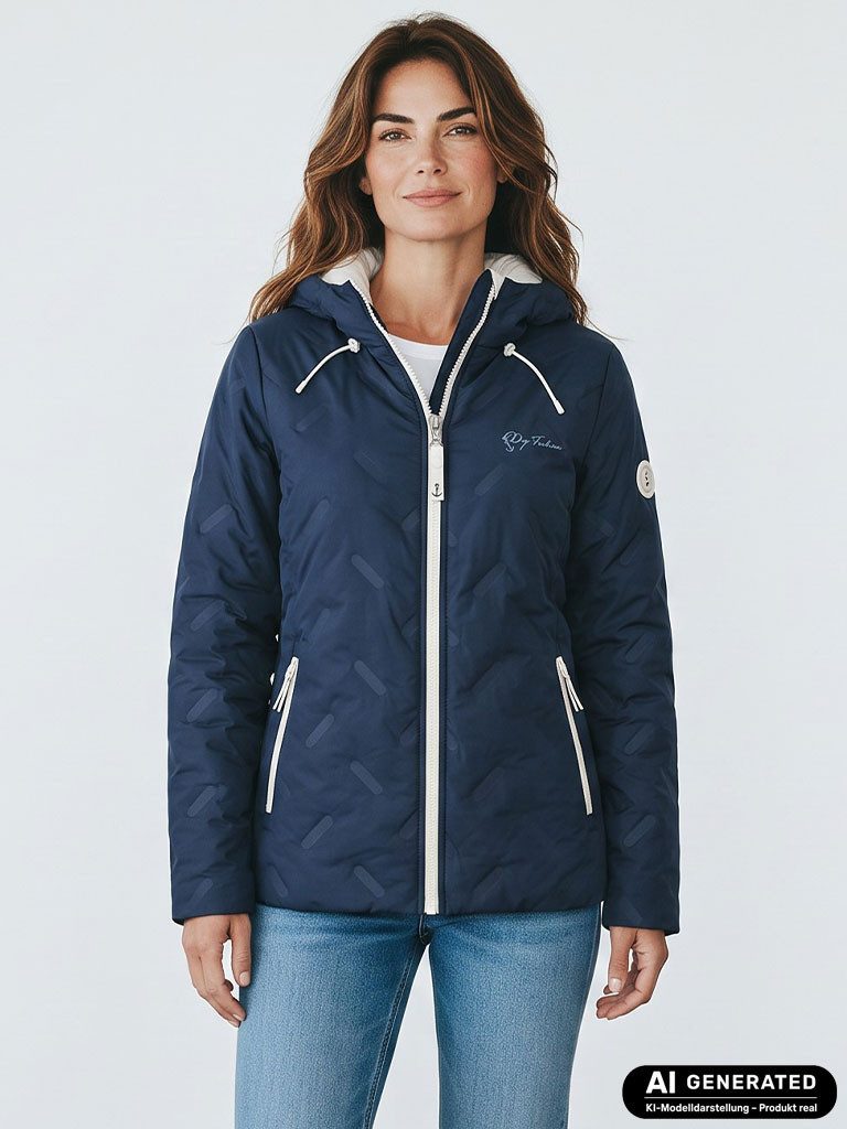 Dry Fashion Steppjacke Damen Steppjacke Scharbeutz - Gesteppte Outdoor-Jacke Winterjacke Wind- & wasserabweisend, Tailliert, Gefüttert, Verstellbare Kapuze