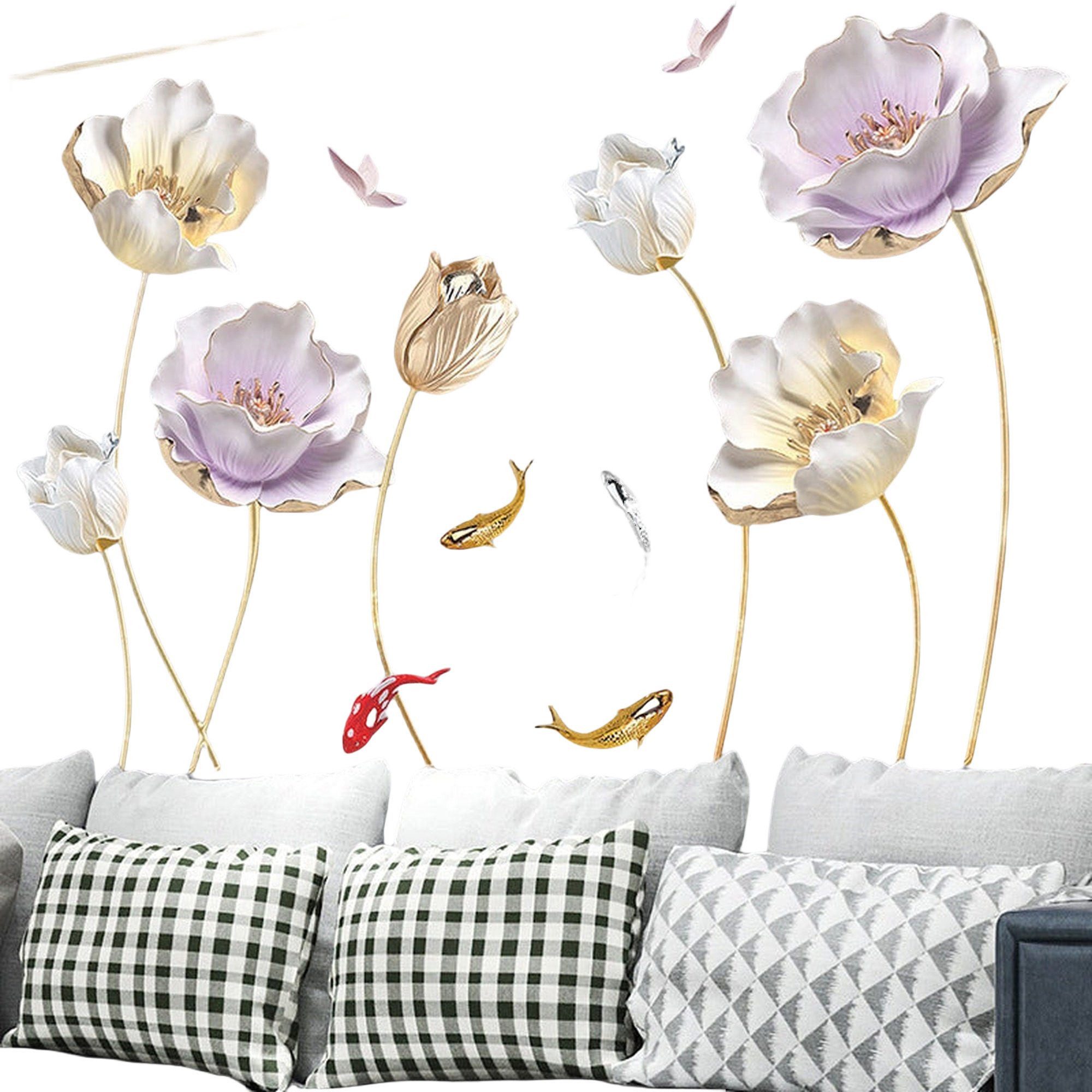 RWEUOQ Wanddekoobjekt Lotus Wandaufkleber, Karpfen Blume günstig online kaufen