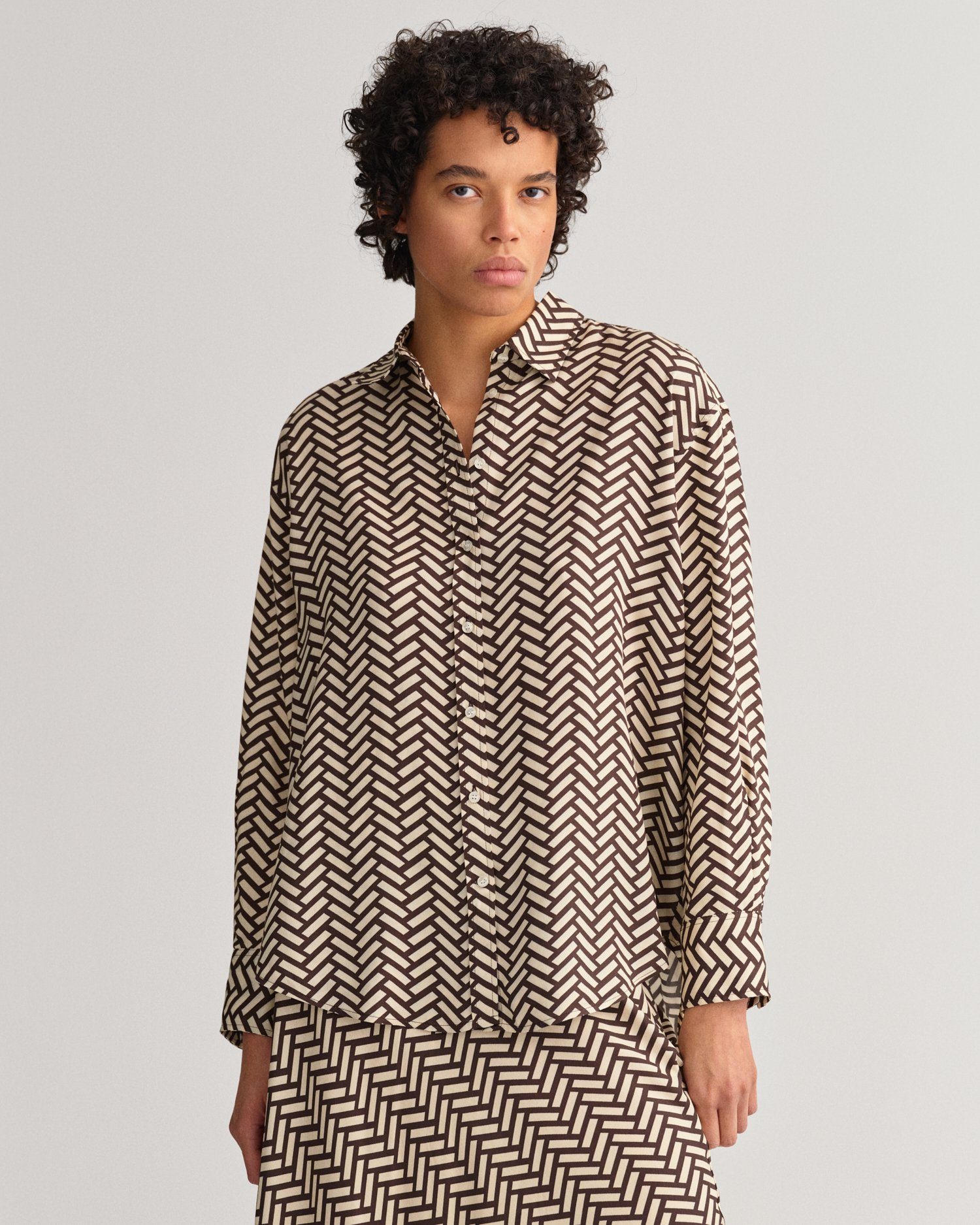 Gant Langarmbluse Relaxed Fit Geometric Bluse