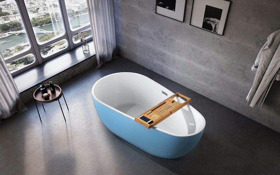 Xlmoebel Badewanne Freistehende ovale Badewanne in Blau mit modernem Design, Hergestellt in Europa