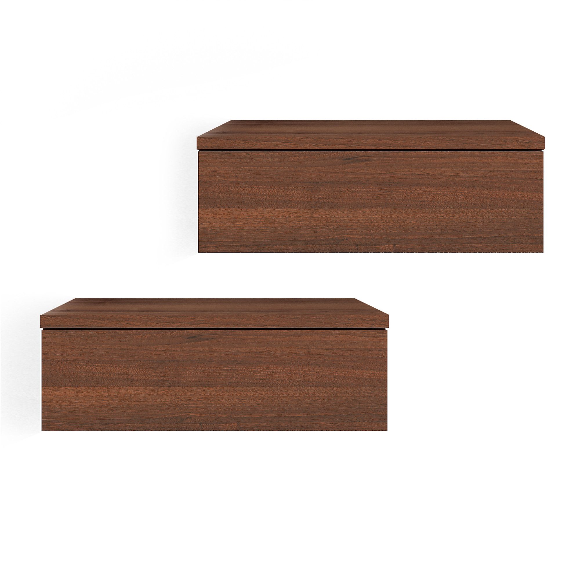 KOMTO Wandregal mit Schublade 2er Set Nachttisch Wandschublade Monaco 2 pcs, Wandschublade Nachtschrank Hängend, Monaco 46 x 30 x 15 cm