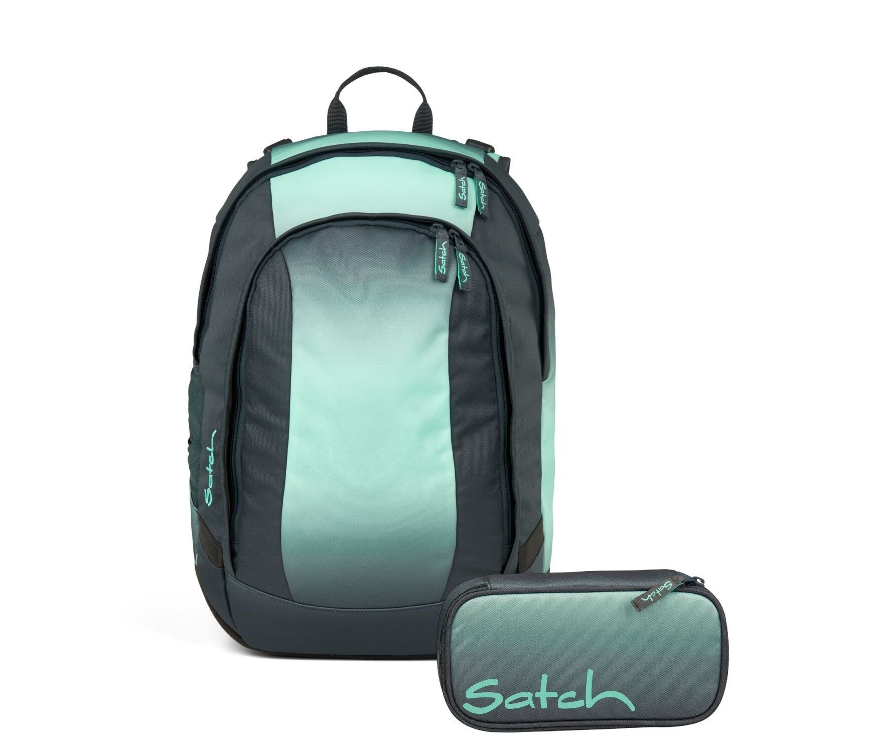 Satch Schulranzen Schulrucksack-Set AIR Gradient Mint 2-teilig, Kollektion 2025 (2-teilig), Schulranzen, ergonomisch, Laptop-Fach, Your-Size-System