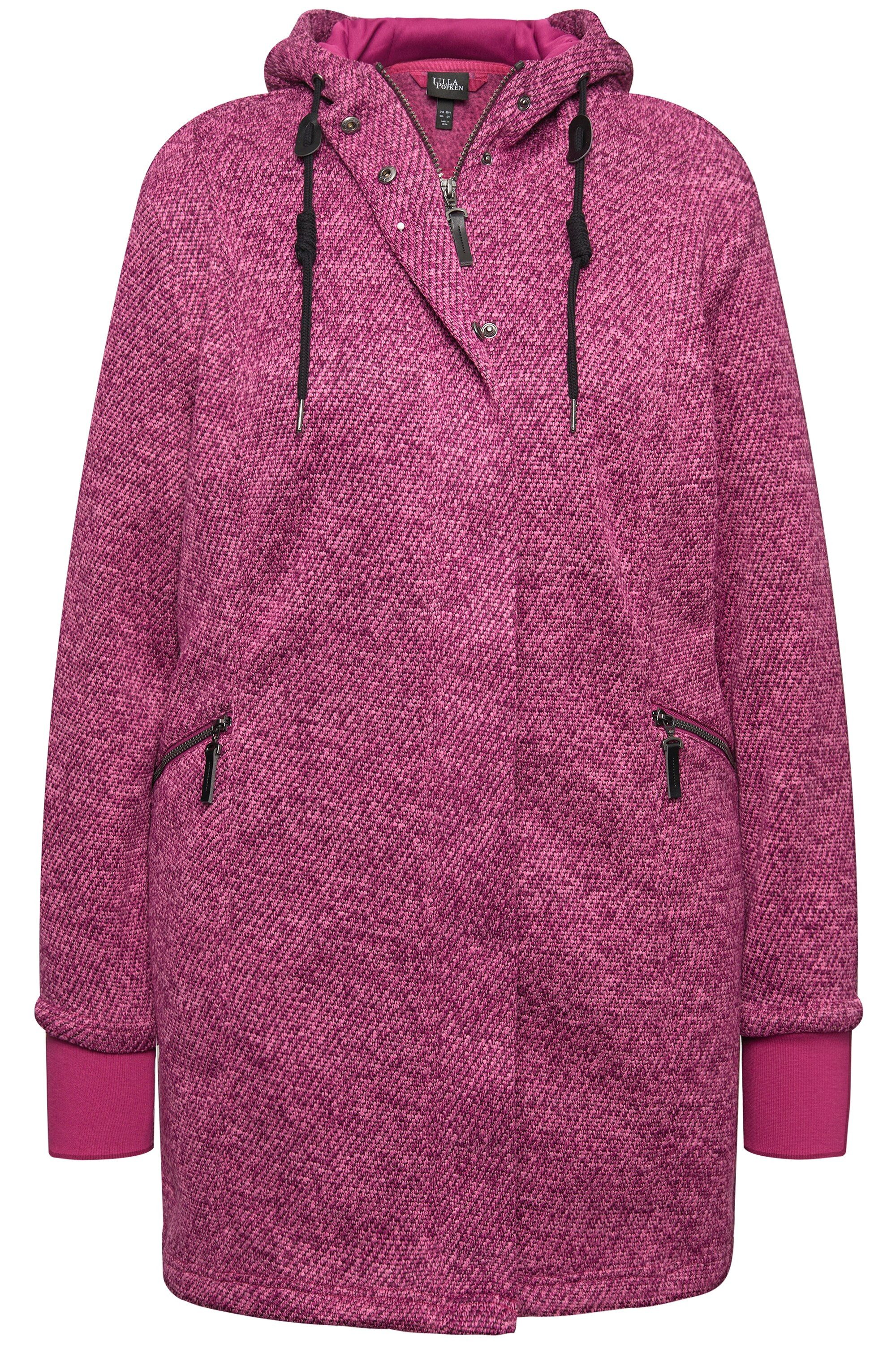 Ulla Popken Sommerjacke Strickfleece-Jacke Kapuze 2-Wege-Zipper günstig online kaufen