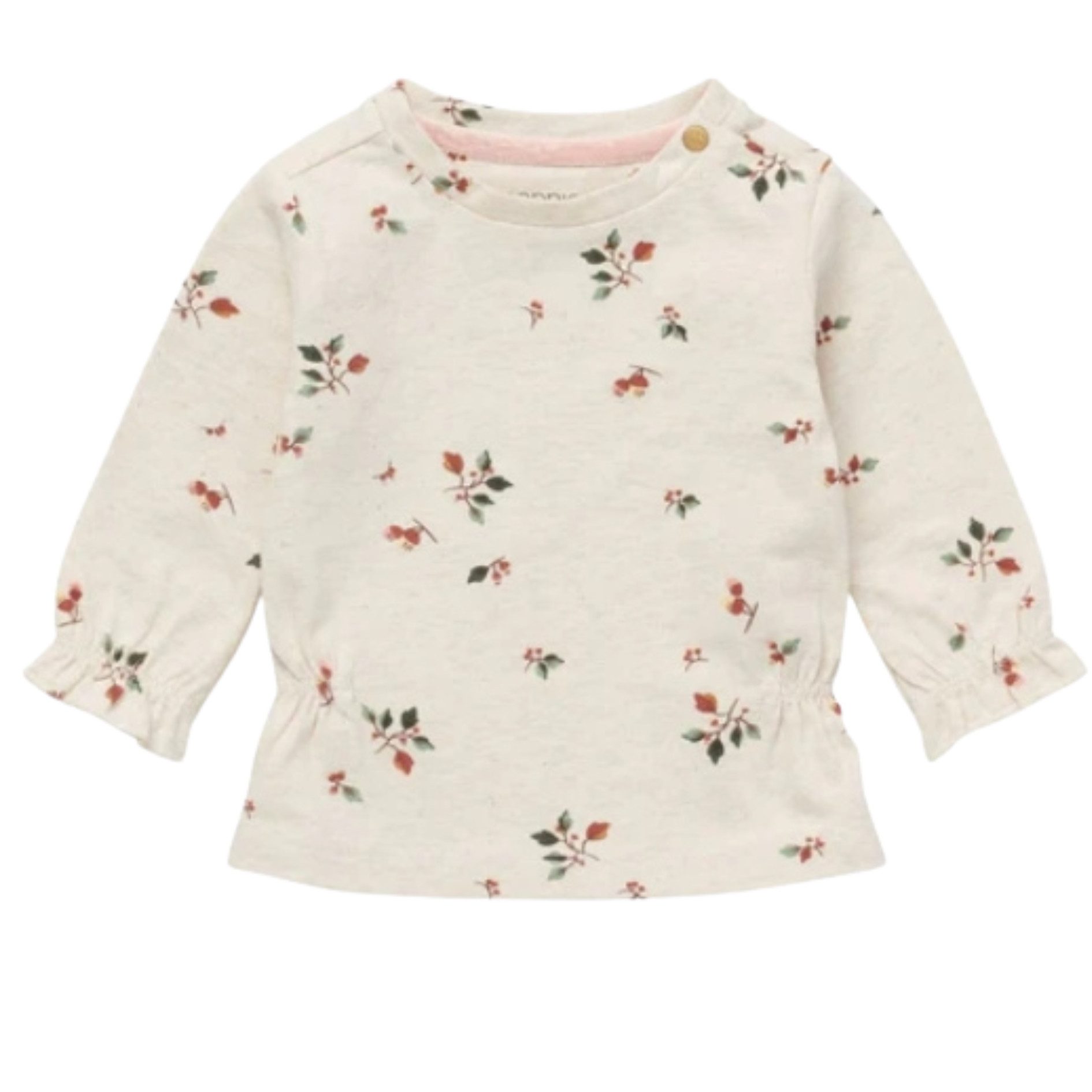 Noppies Langarmshirt Baby Langarmshirt Teeblätter beige, Mädchen Oberteil