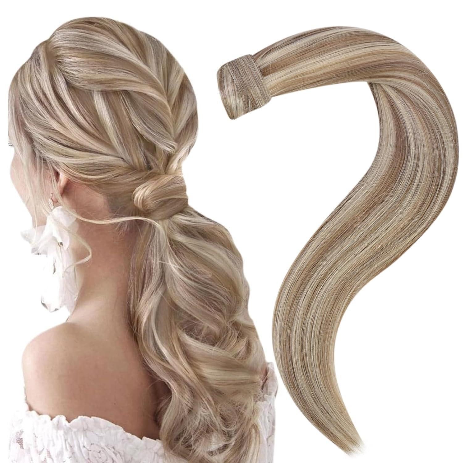 LuxusKollektion Echthaar-Extension Haarverlängerung Zopf Echthaar Clip 18 Zoll 45 cm 1-28 PY#8P60
