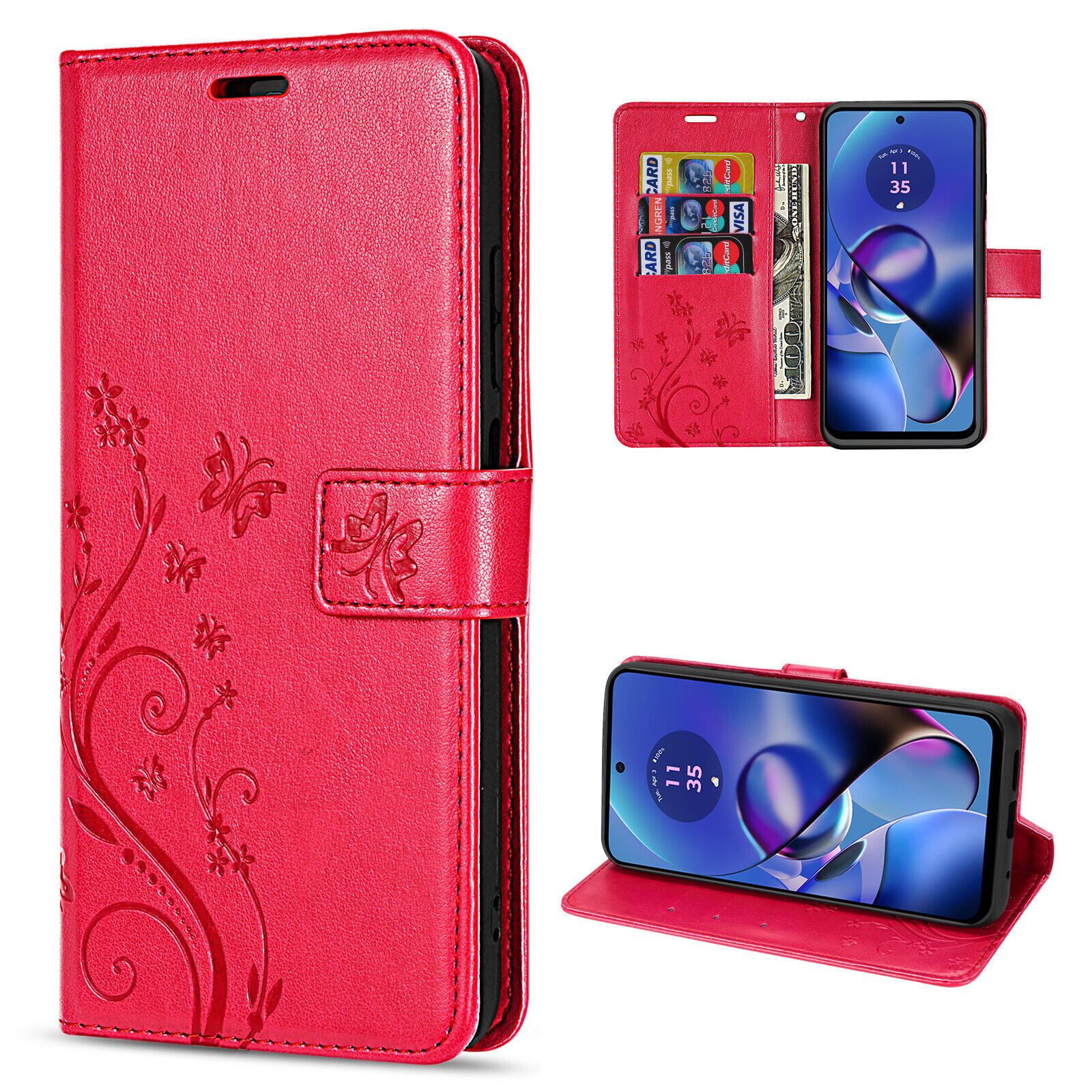 betterfon Handyhülle Handytasche für Motorola Moto G54 Klapphülle Klapphülle, Bookstyle-Hülle: Magnetverschluss 3 Kartenfächer & Standfunktion