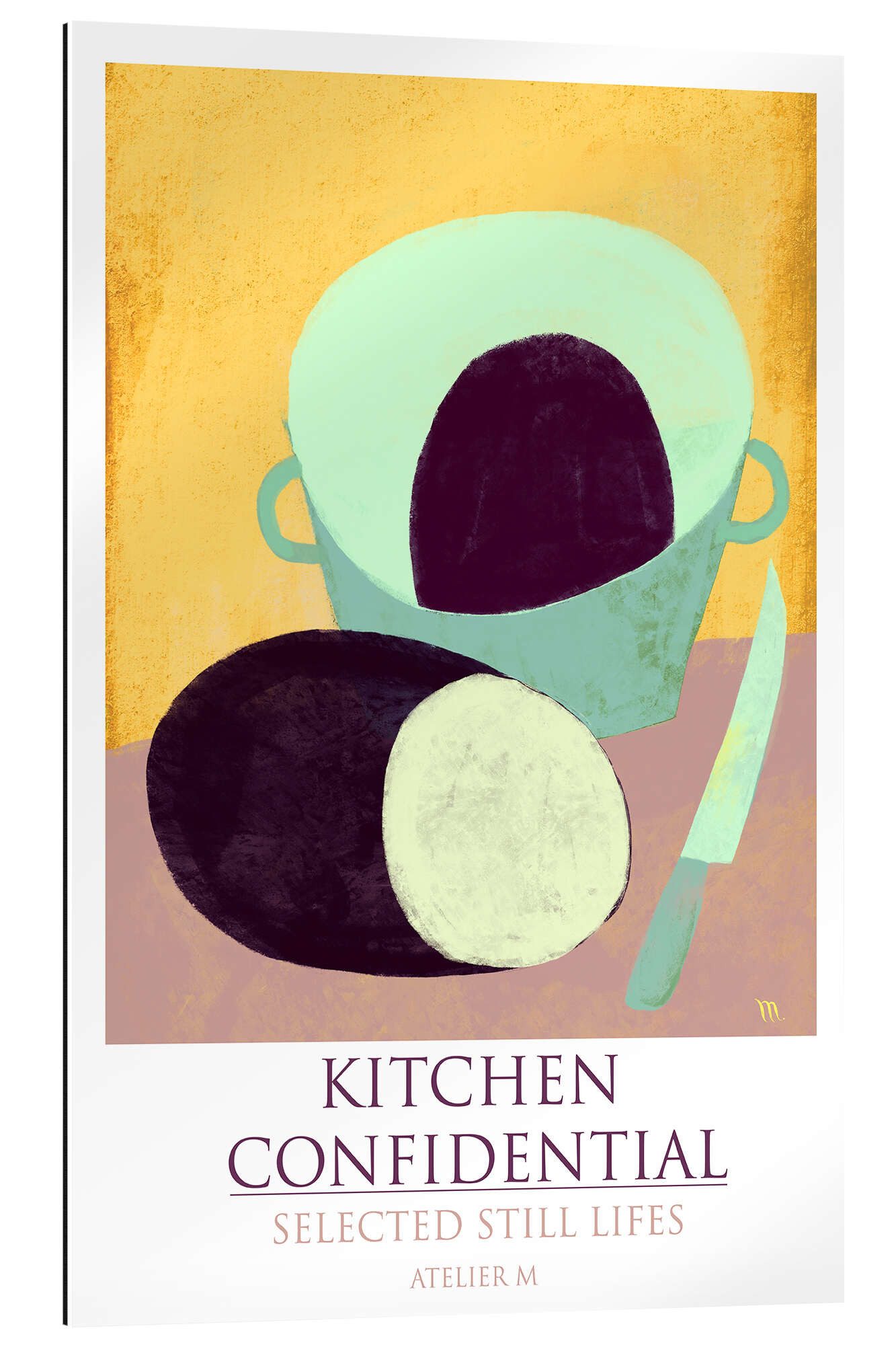 Posterlounge XXL-Wandbild ATELIER M, Küchen-Stillleben mit Auberginen, Küche Modern Malerei