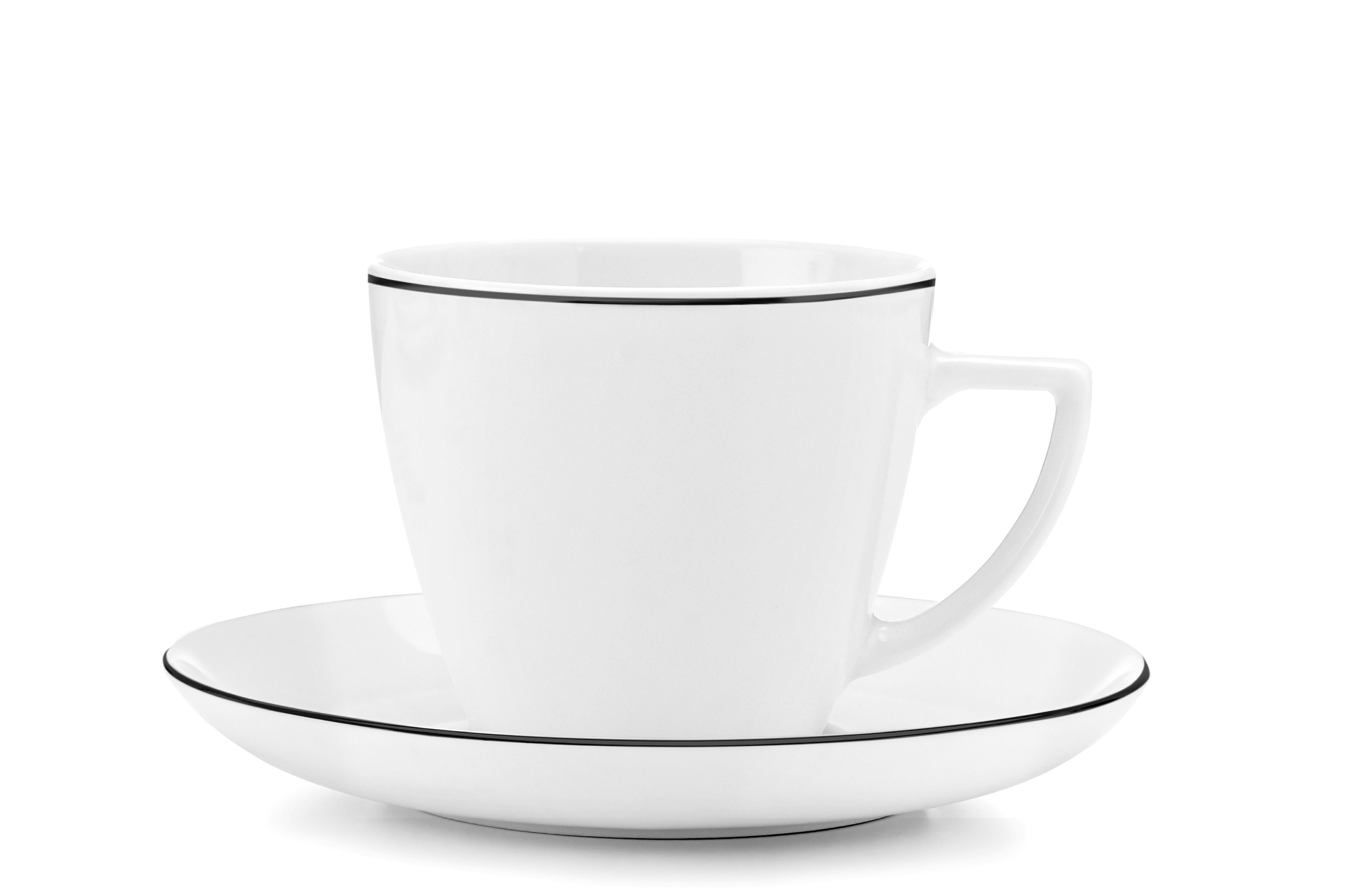 Konsimo Weiß/Schwarz Tassen Untertassen Personen, Kaffeeservice Porzellan, & (12-tlg), rund, BOSS 6 350ml