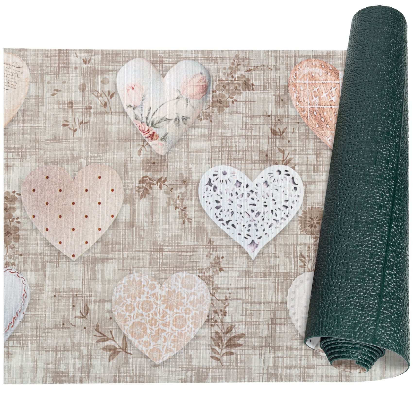 ANRO Küchenläufer RANNA Bodenmatte Flurläufer Teppichläufer Küchenteppich, eckig, Höhe: 3 mm, Meterware rutschfest 100cm Klassisch Beige wasserdicht