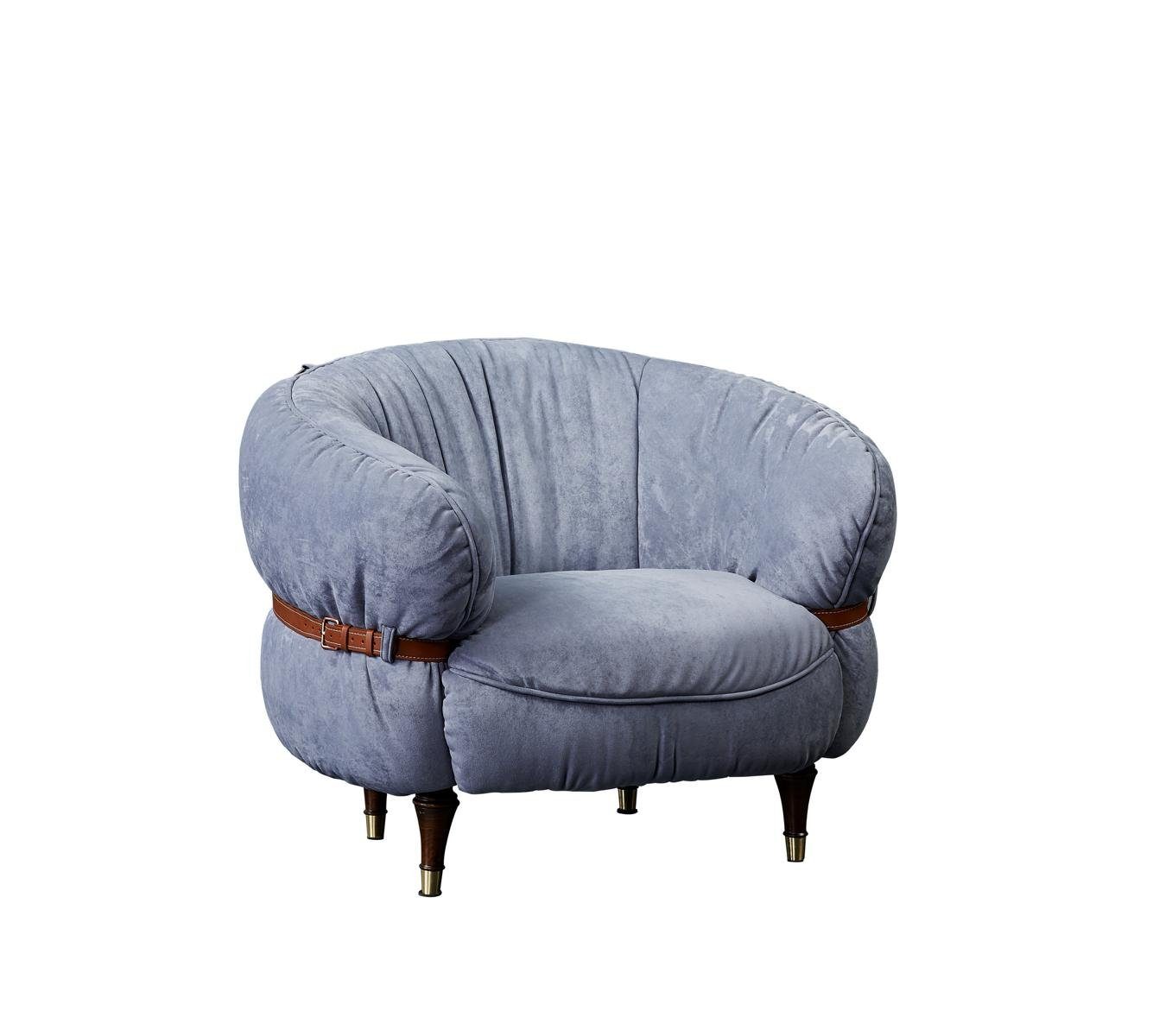 JVmoebel Sessel, Design Sessel Couch Polster Relax Club Stoff Sofa Fernseh Grau Lounge Luxus