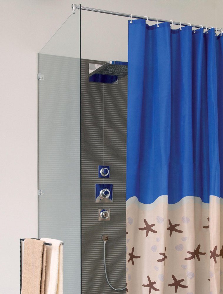 Duschvorhang KARIBIK, 200 x 180 cm, blau/jasmin