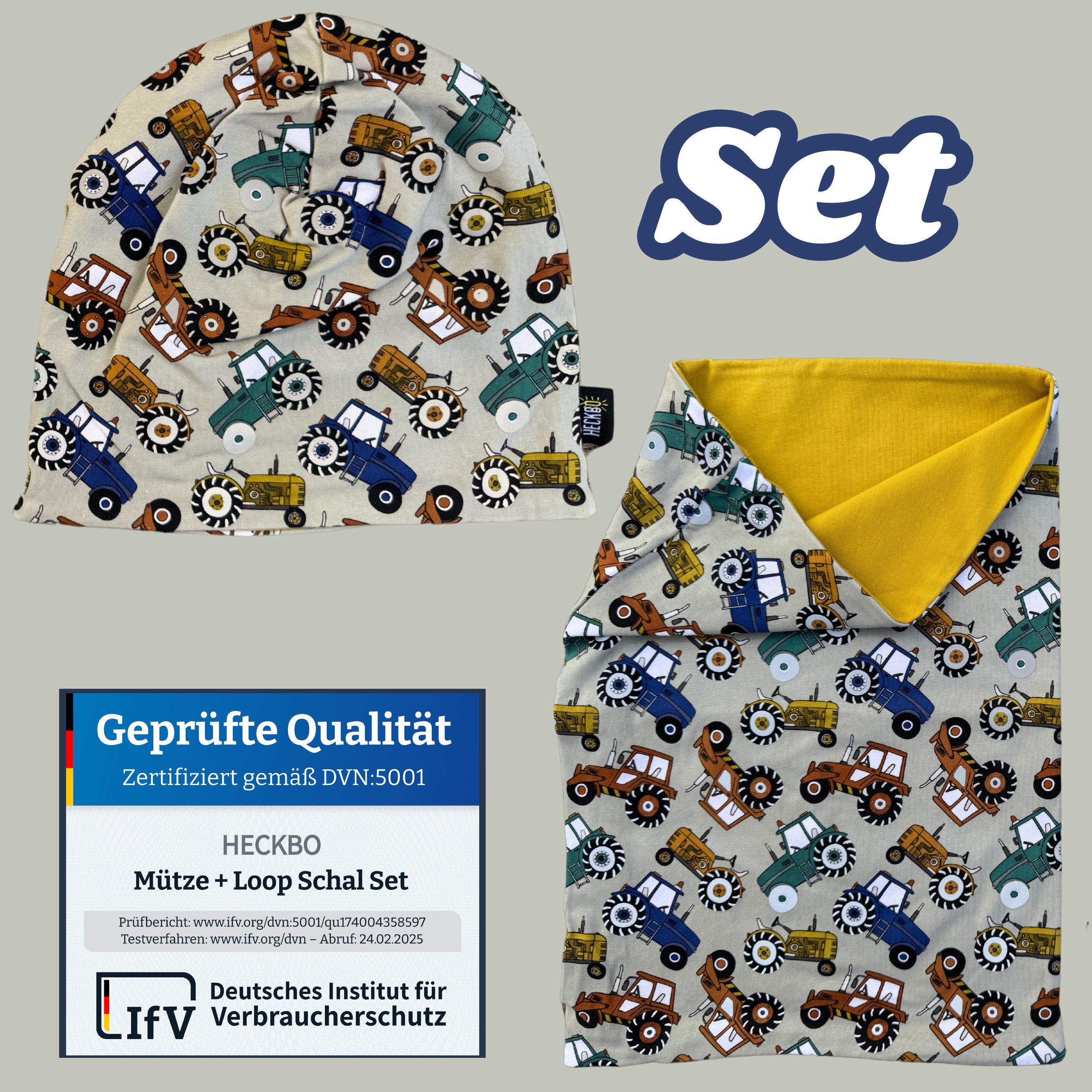HECKBO Beanie 360° Reflektor Kinder Beanie Mütze & Loop Schal Set – Bild 5 von 5