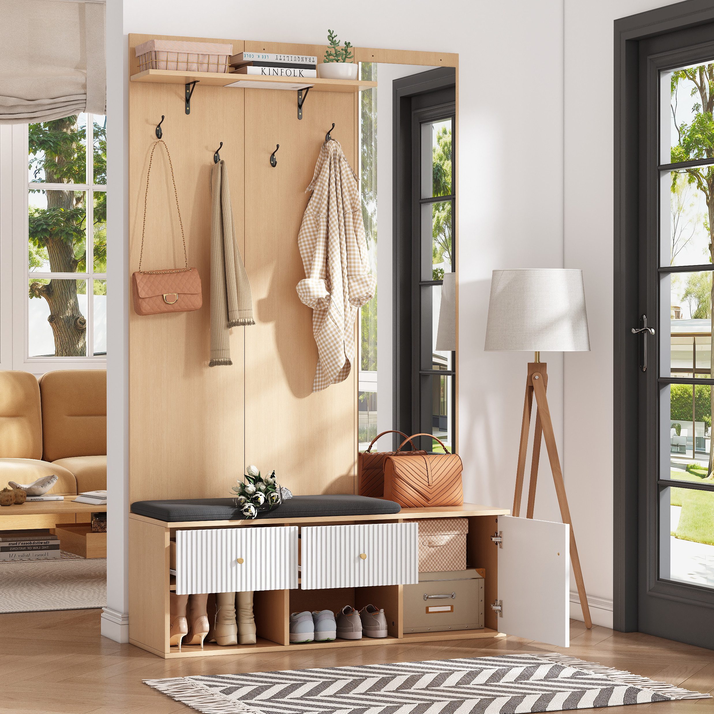 Merax Garderoben-Set 7-in-1 Flurschrank Flurmöbel in günstig online kaufen