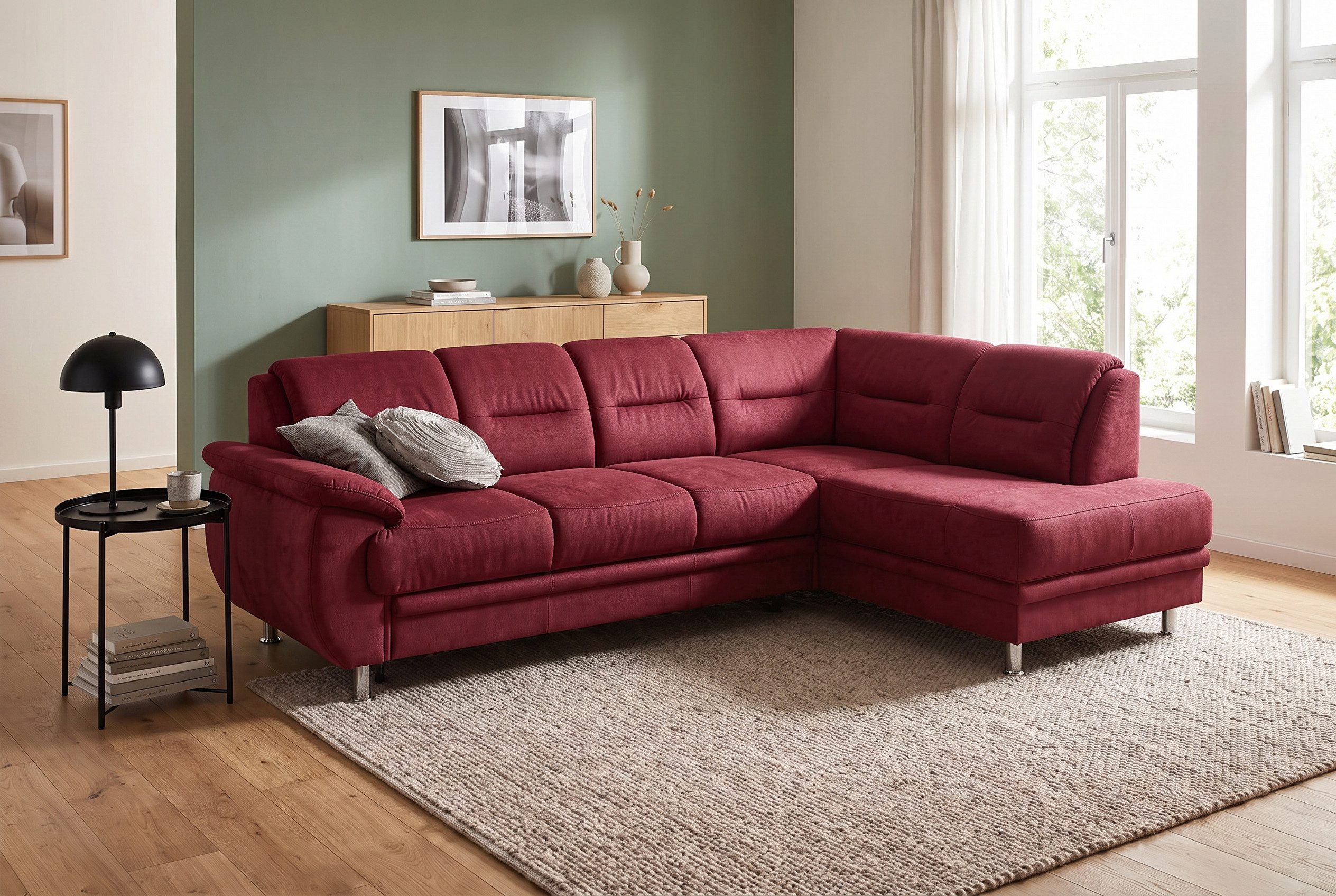 sit&more Ecksofa Mailand L-Form, B: 250 cm, Komfortsitzhöhe 46 cm, mit Schlaffunktion, Eckcouch in Kunstleder & Stoff