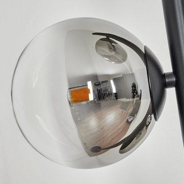 hofstein Stehlampe moderne Stehlampe aus Metall/Glas in Schwarz/Rauchglas/Klar, ohne Leuchtmittel, Standleuchte, Glasschrime Ø12cm, Fußschalter, 3x G9, ohne Leuchtmittel