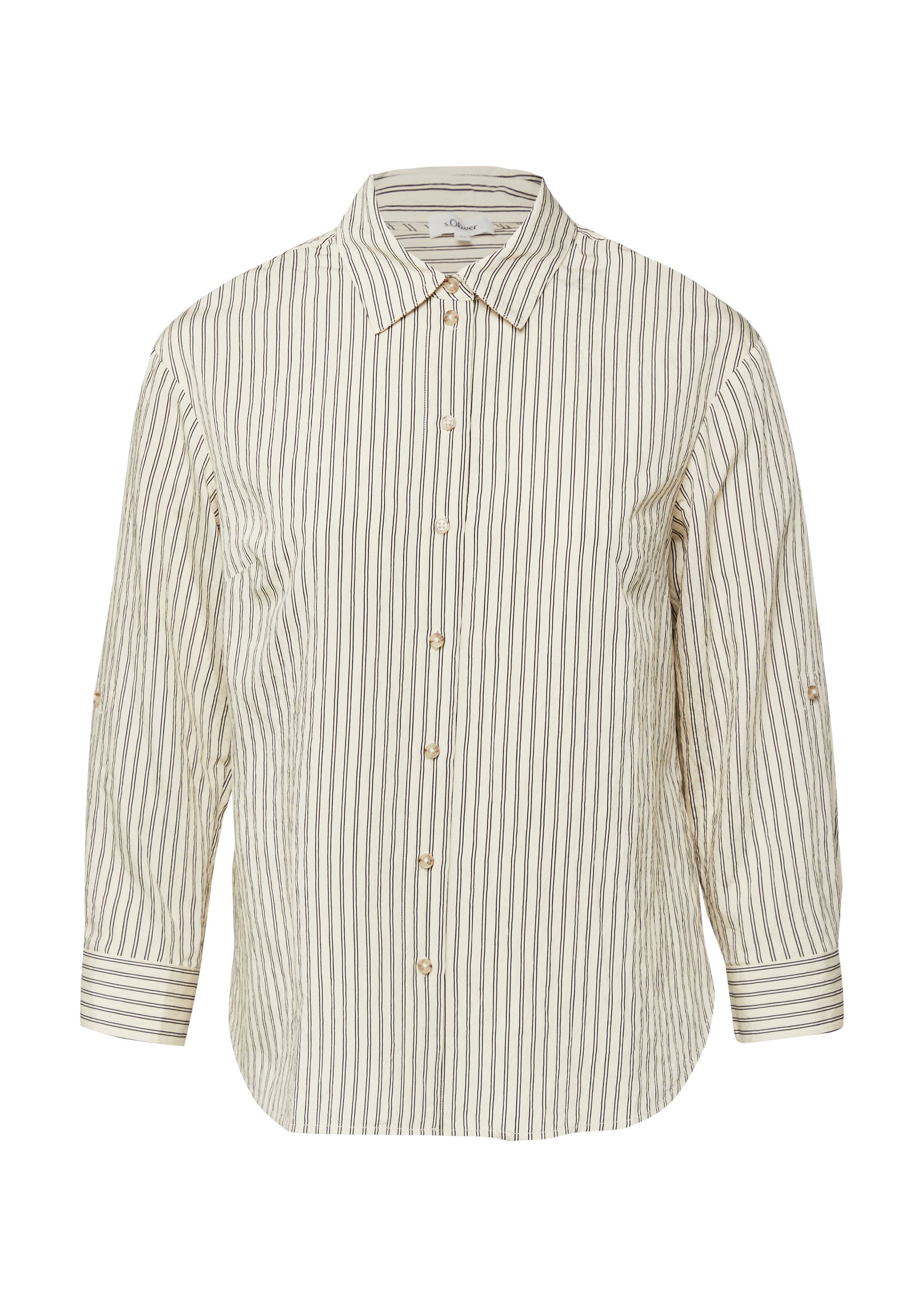 s.Oliver Langarmbluse Bluse Strukturierte Viskosemix-Bluse mit Turn-up
