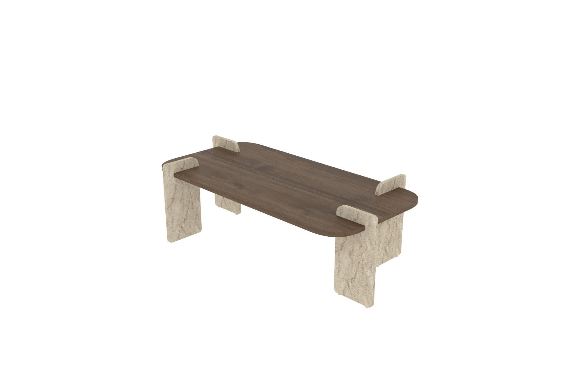 Skye Decor Couchtisch Siam Leapiri (Packung, 1 Tisch), Briete 120, Rechteckige Bauform, Travertin Walnuss Kombination