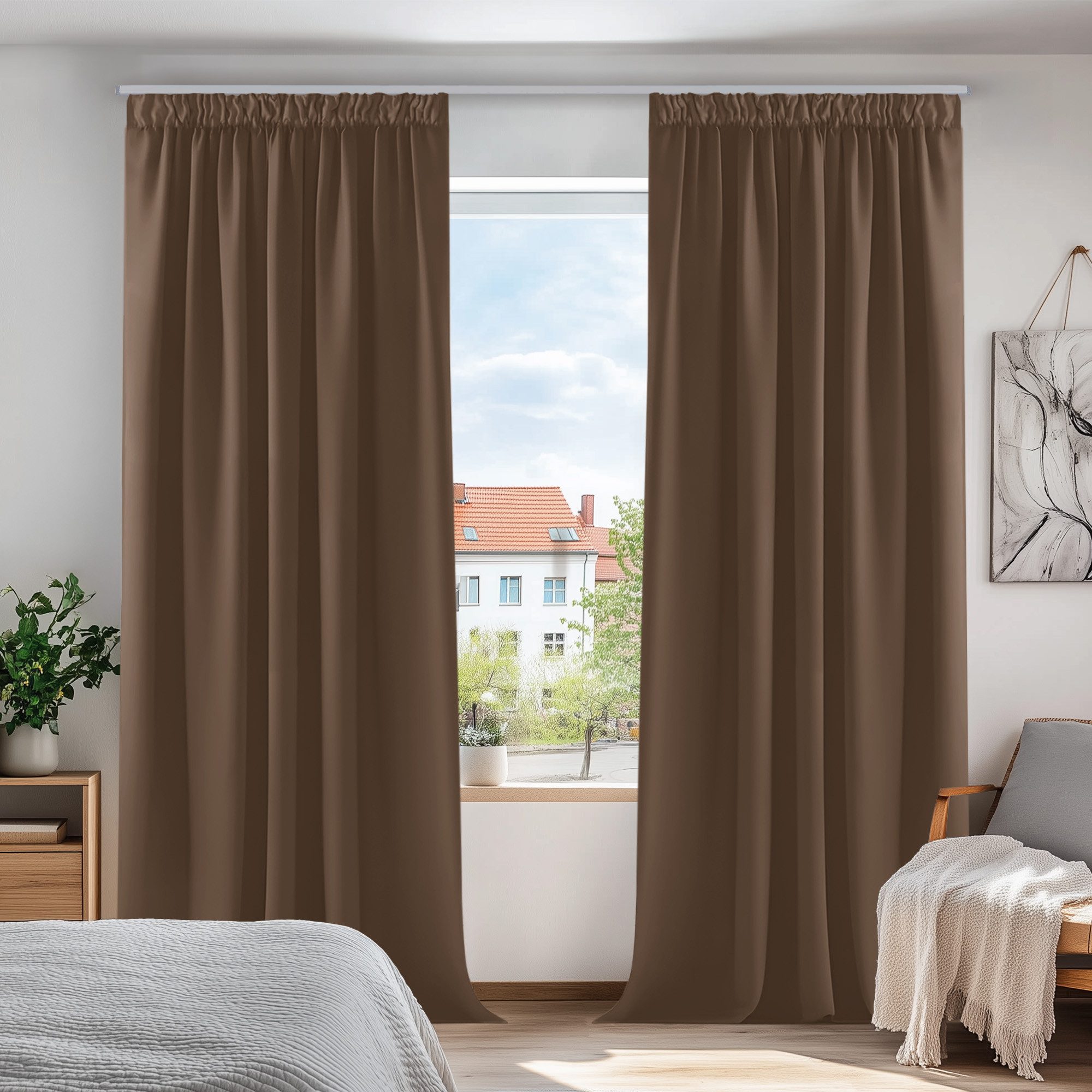 Deconovo Verdunkelungsvorhang Gardinen mit Kräuselband Blickdicht günstig online kaufen