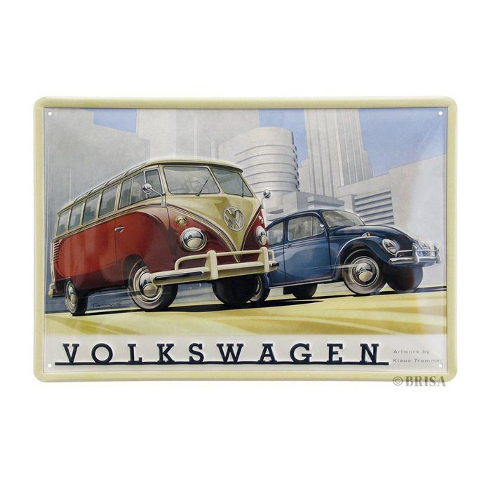 VW Collection by BRISA Metallschild VW Bulli T1 Tyssen-Krupp Stahlblech "Made in Germany&quot