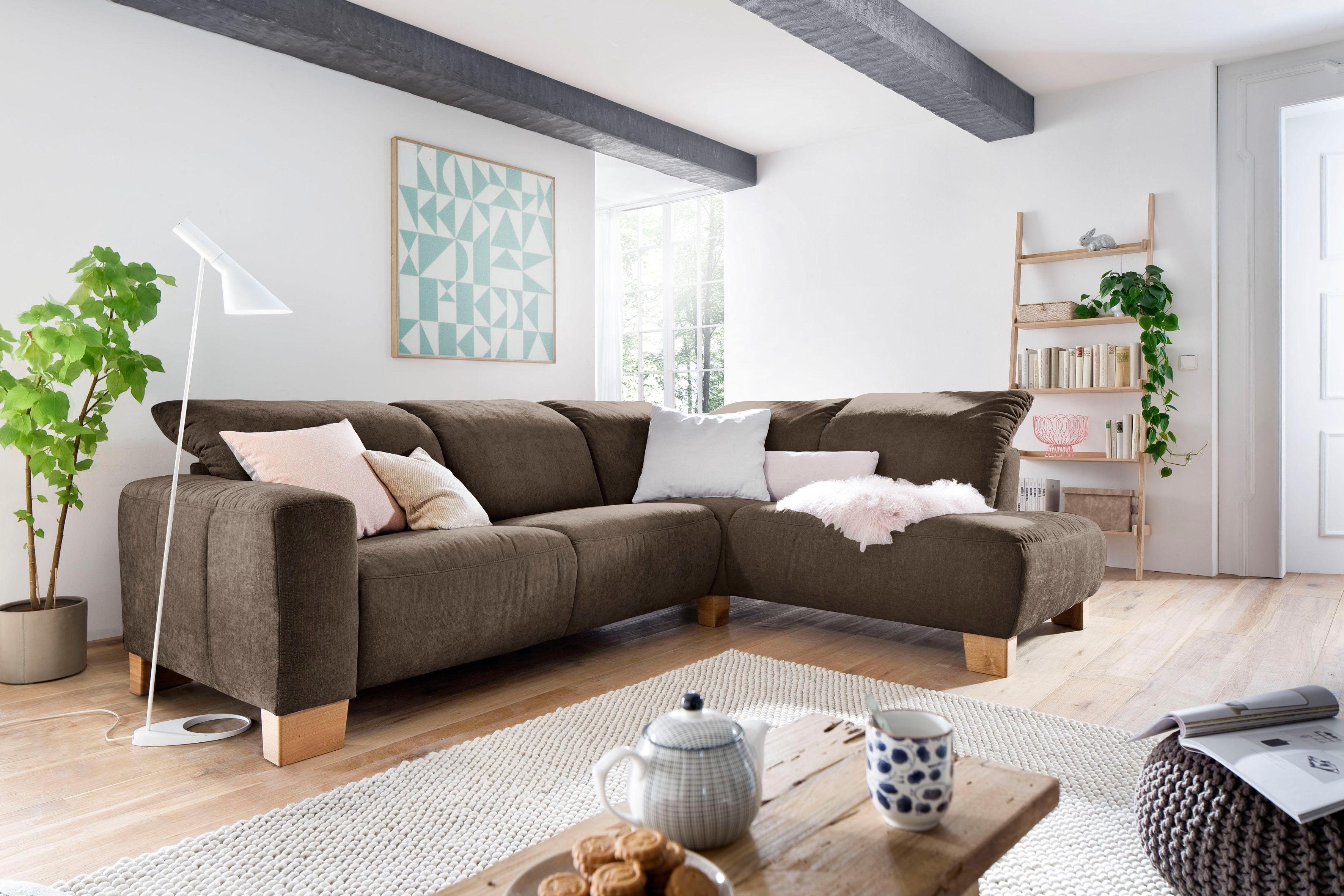 Home affaire Ecksofa Hörnum bequemes Wohlfühlsofa, Federkern, Breite 281cm, L-Form, wahlweise mit motorischer Relaxfunktion, mit verstellbarer Kopfstütze