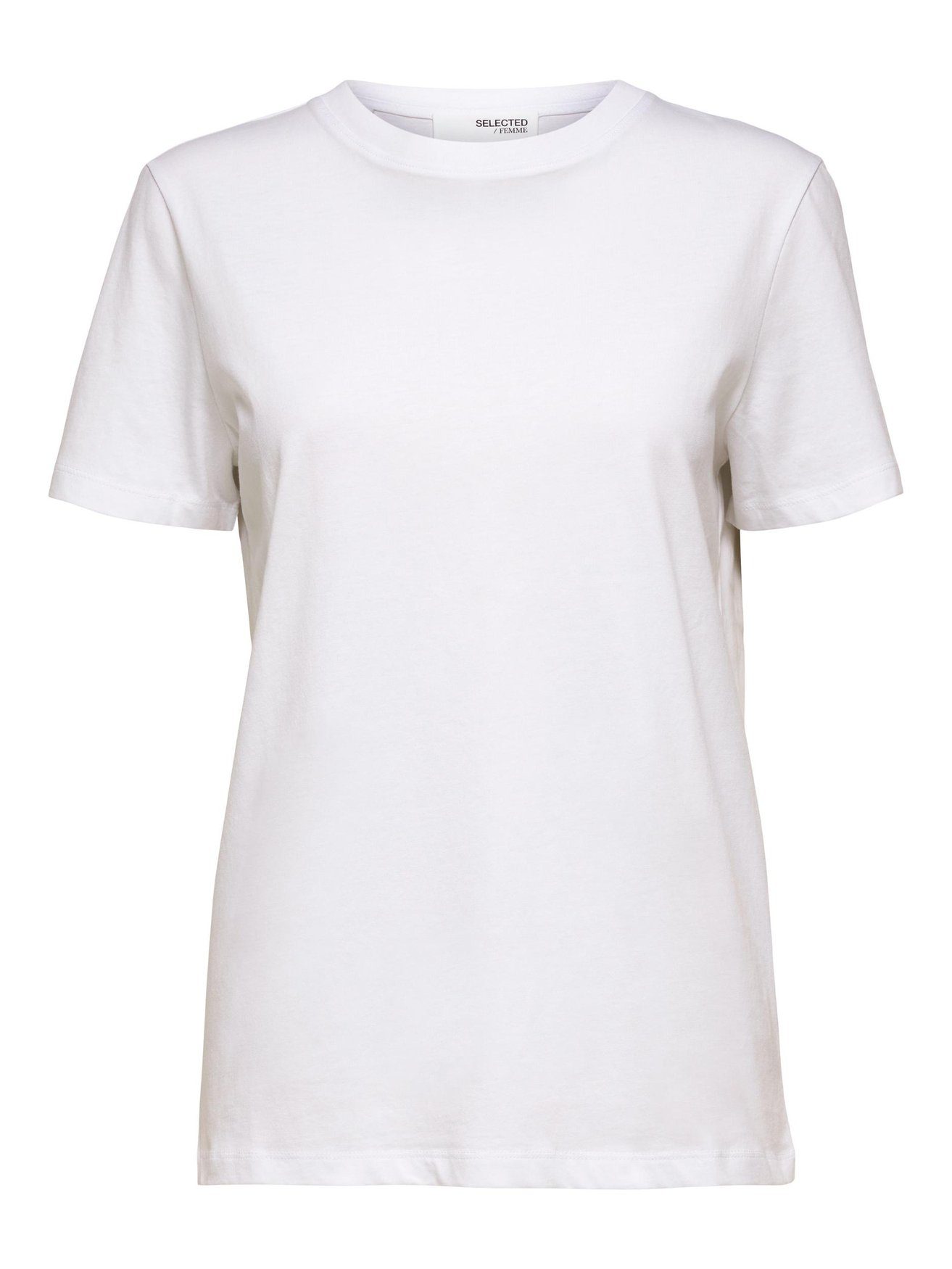 Dünnes 6075 in Weiß-2 Shirt SELECTED FEMME Basic SLFMYESSENTIAL T-Shirt Kurzarm