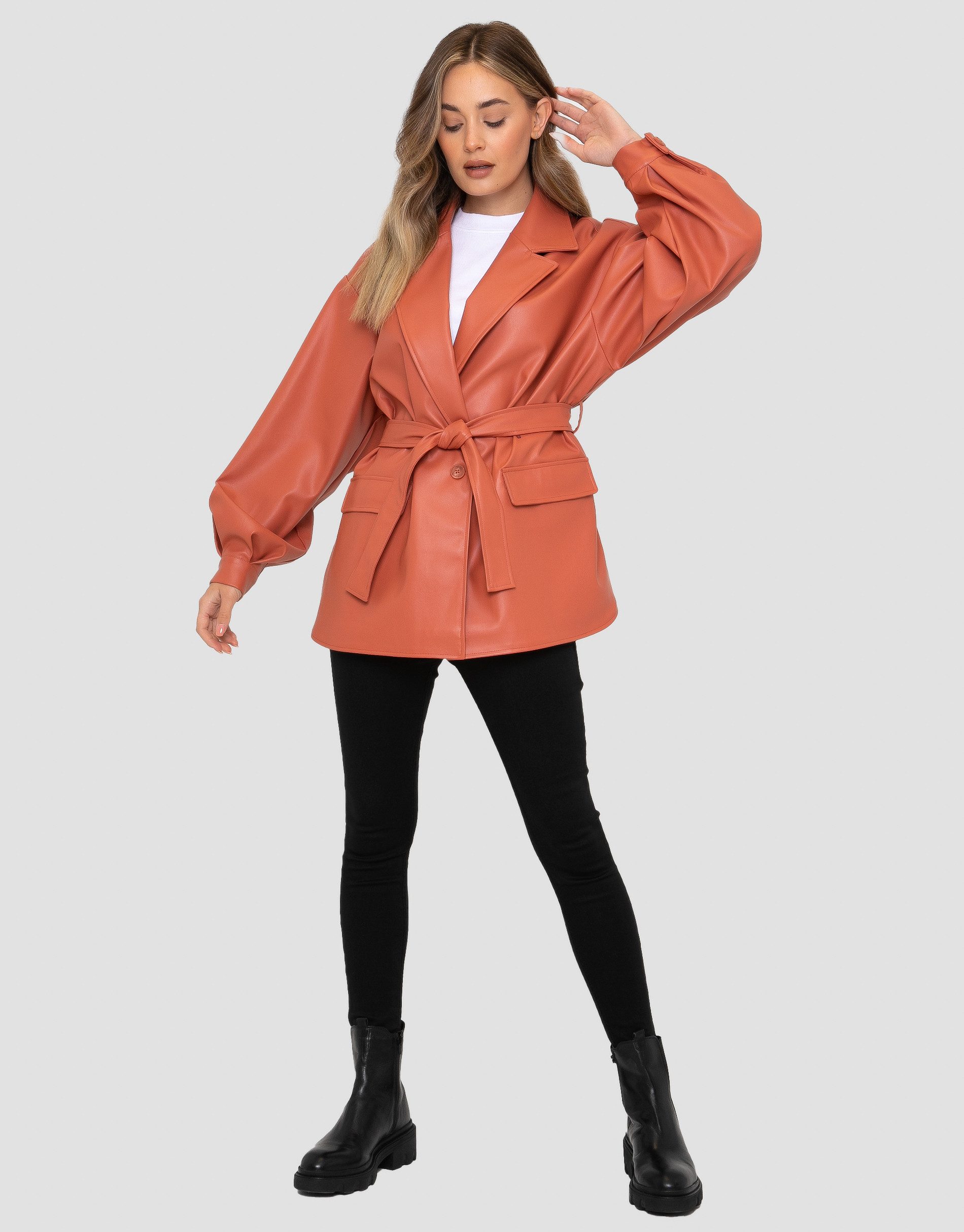 Threadbare Lederimitatjacke Coralie (1-St) mit stilvollem Taillengürtel