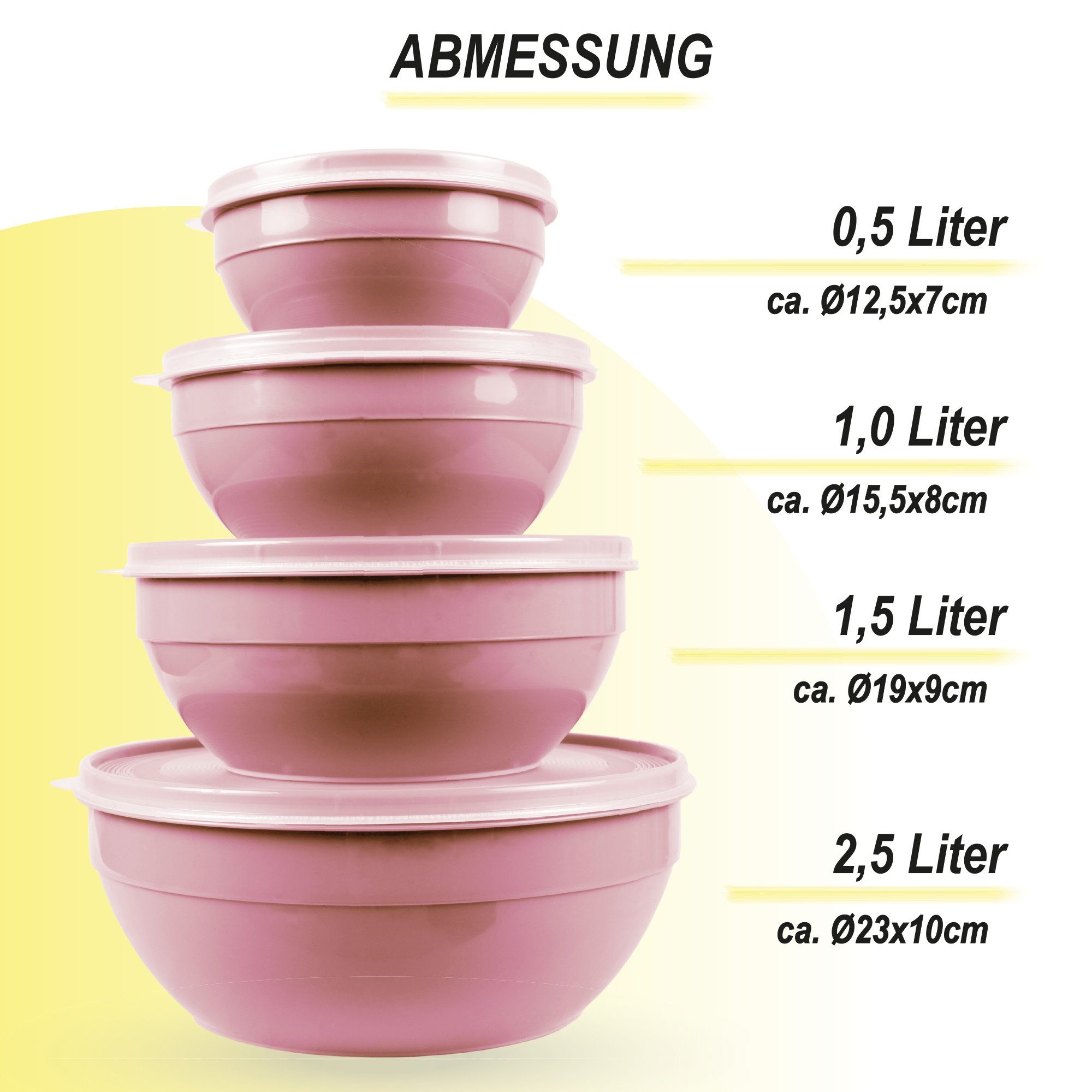 Bestlivings Frischhaltedose Set, Vorratsdosen rund mit Deckel, (4er Set (500ml - 2,5L), Lebensmittelbehälter mikrowellen u. spülmaschinenfest, gefriertauglich – Bild 2 von 5
