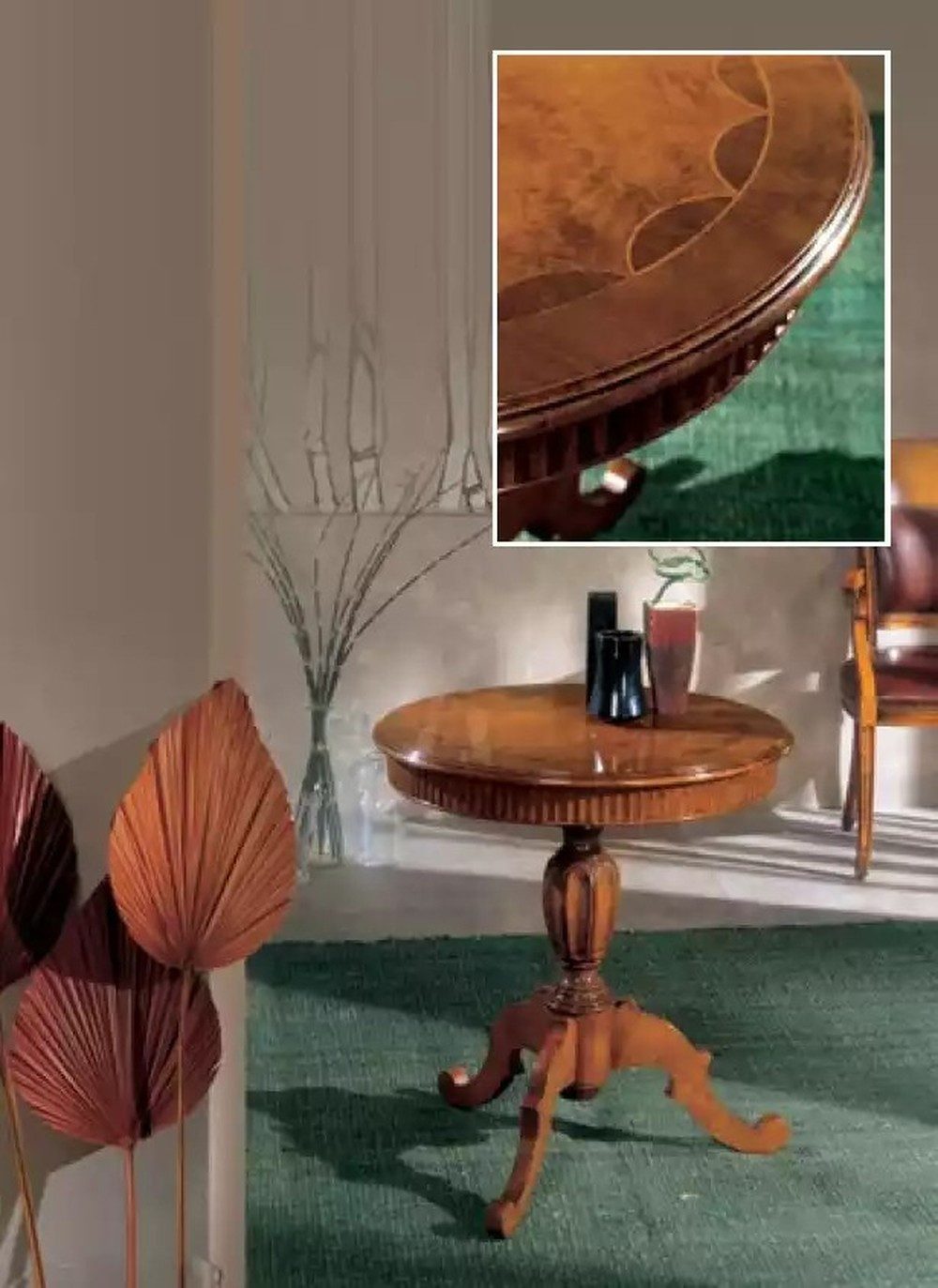 JVmoebel Beistelltisch Eleganter Holz-Couchtisch in Braun mit runder Form und Art Deco Stil (1-St., 1x Beistelltisch), Made in Europa