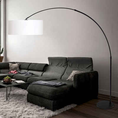 etc-shop LED Bogenlampe, Leuchtmittel nicht inklusive, Bogen Steh Lampe verstellbar Wohn Schlaf Zimmer Beleuchtung Chintz