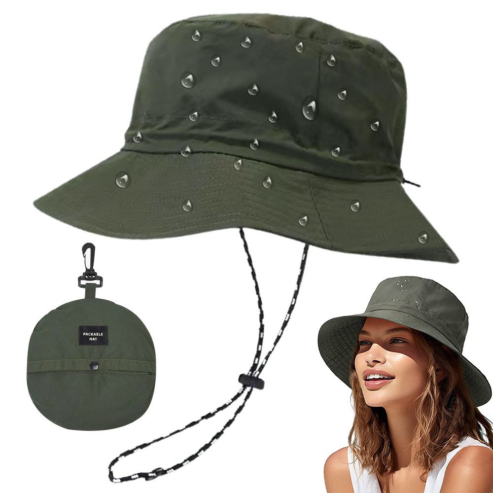MOPUEA Sonnenhut Sonnenhut Unisex Damen- und Herren-Anglerhut (1 Stück) UV Schutz (1-St., khaki/brau/grün/lila) Faltbarer wasserdichter Fischerhut mit breiter Krempe für Sommer Regen