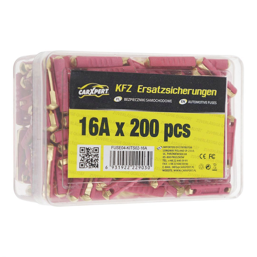 Kfz-Sicherungshalter Zylindersicherungen 16A, 200 Stk, Zylindersicherungen 16A, 200 Stk